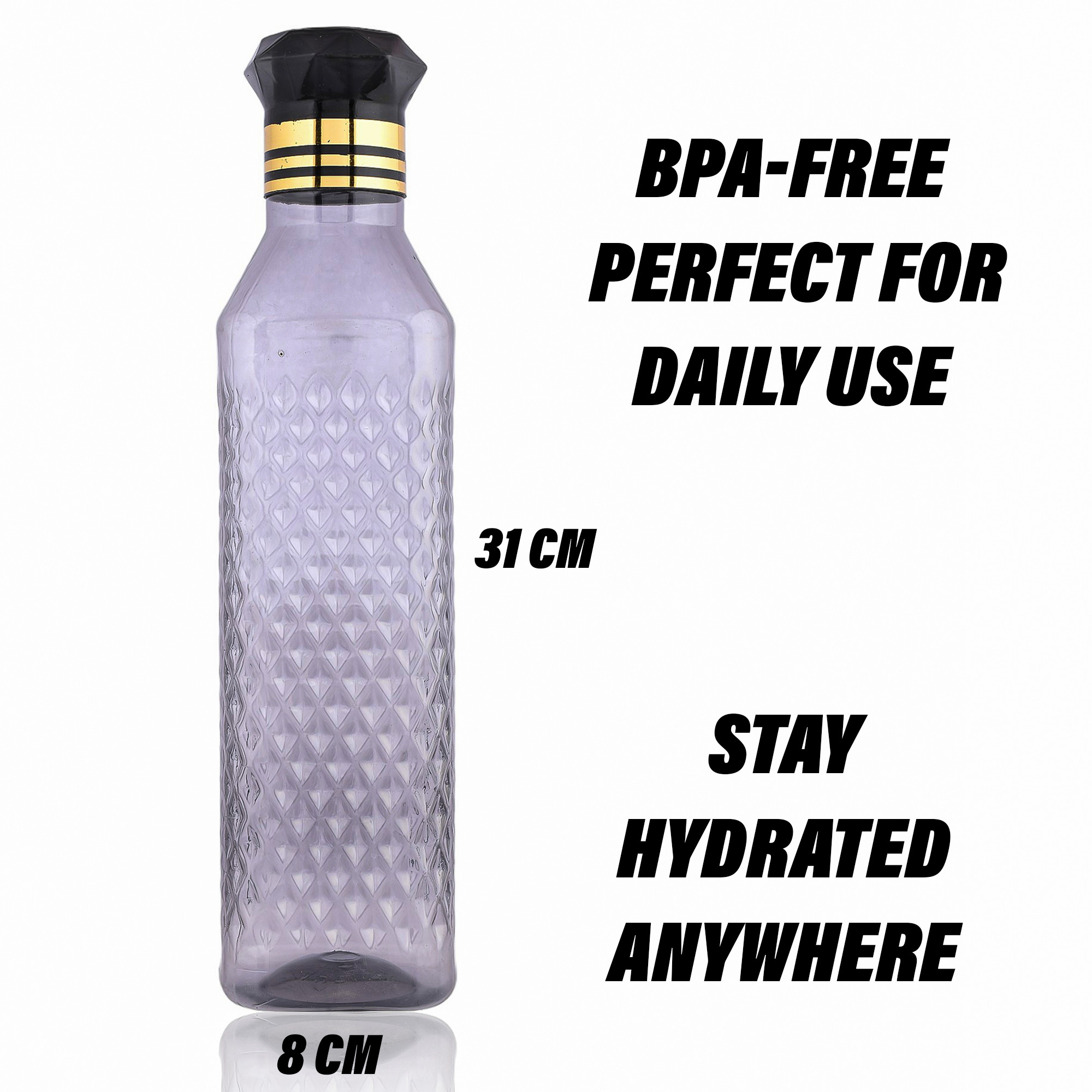 Kuber Industries Water Bottle | Plastic Water Bottle for Fridge | Water Bottle for Kitchen | Ideal for Restaurant | Water Bottle for Refrigerator | Square H2O Bottle | 1 LTR | Pack of 9 | Multi
