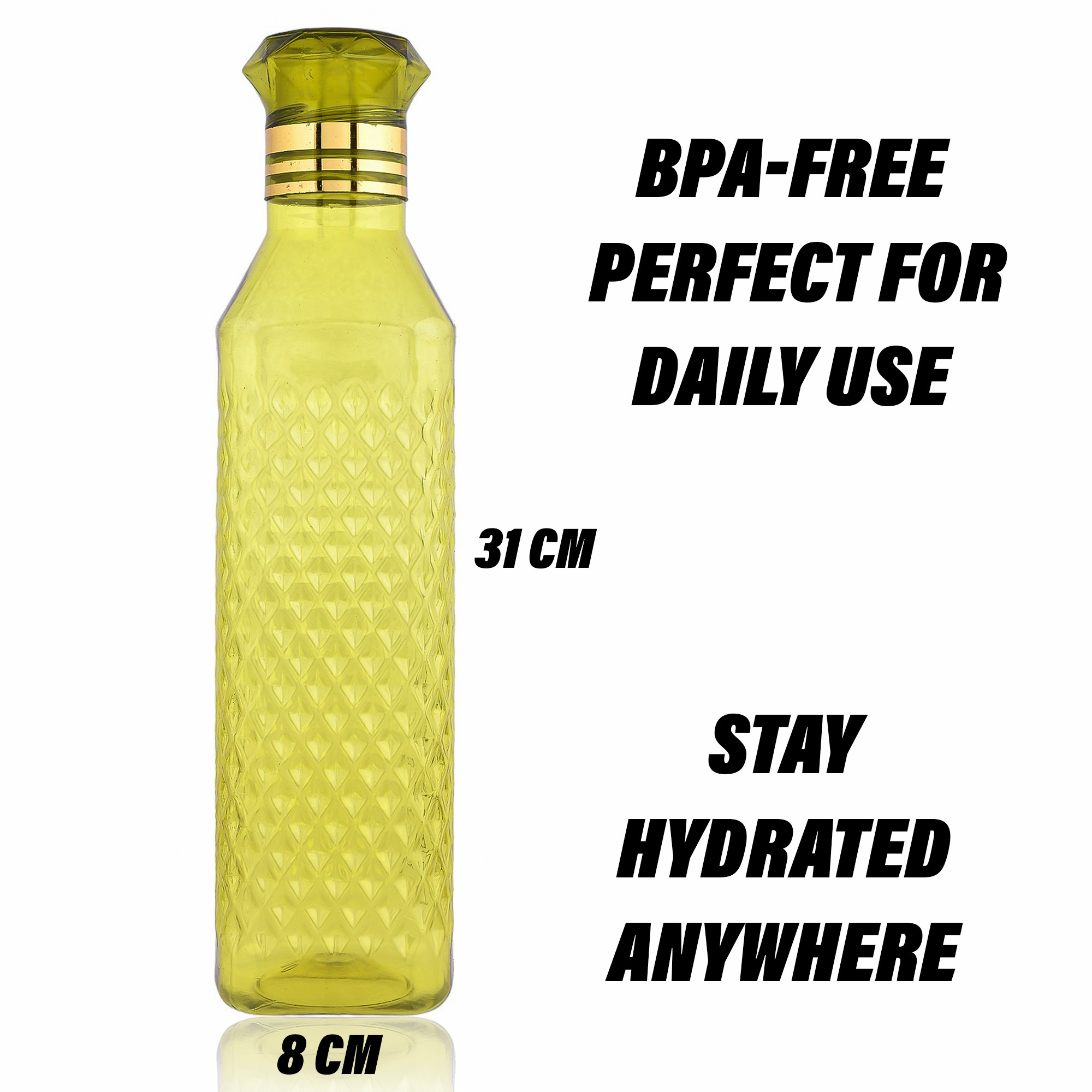 Kuber Industries Water Bottle | Plastic Water Bottle for Fridge | Water Bottle for Kitchen | Ideal for Restaurant | Water Bottle for Refrigerator | Square H2O Bottle | 1 LTR | Pack of 12 | Multi