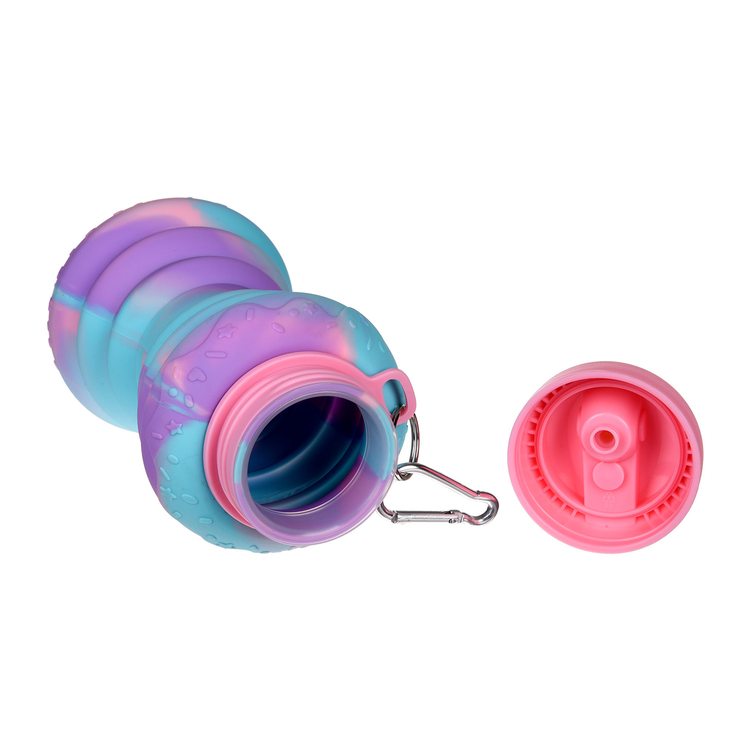 Kuber Industries Water Bottle | Silicone School Water Bottle | Expandable Water Bottle | Flip Cap Water Bottle | Gym Water Bottle | Sports Water Bottle | 600 ML | Pink
