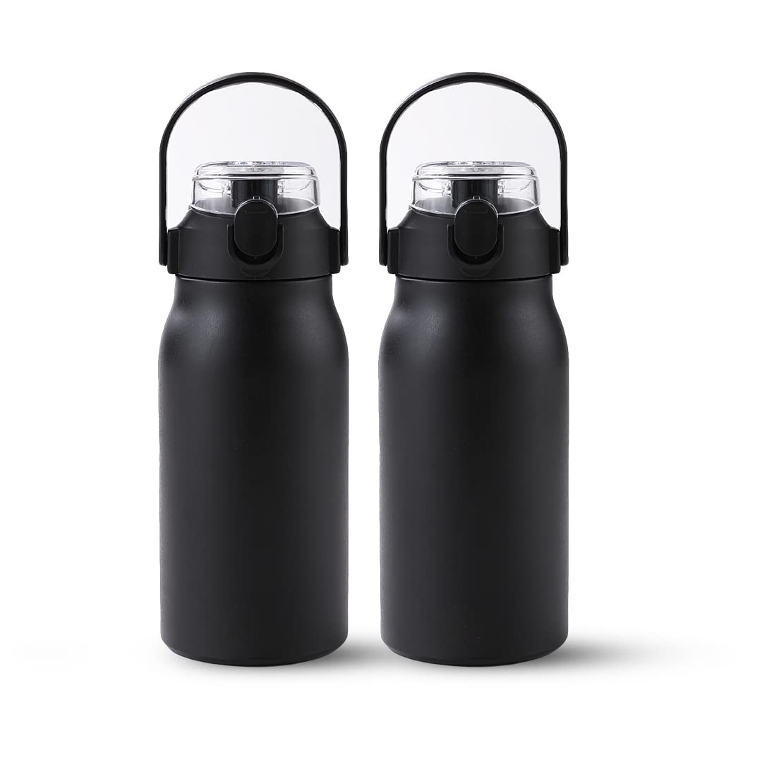 Kuber Industries Water Bottle | Vacuum Insulated Travel Bottle | Hot & Cold Water Bottle | Sipper Lid & Handle Water Bottle | 1000 ML | Pack of 2 | HH-22111A | Blue
