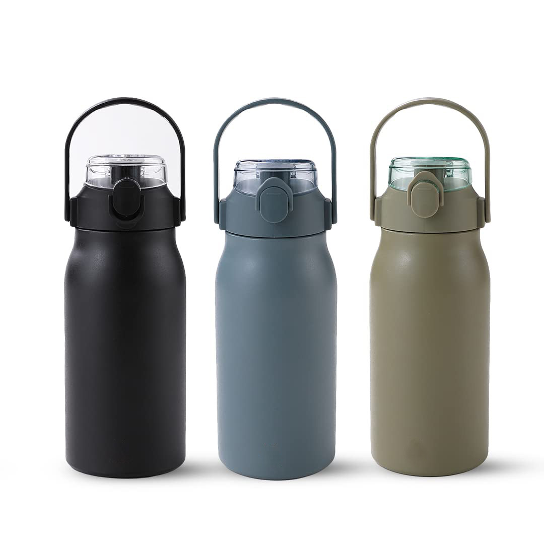 Kuber Industries Water Bottle | Vacuum Insulated Travel Bottle | Hot & Cold Water Bottle | Sipper Lid & Handle Water Bottle | 1000 ML | Pack of 3 | HH-22111D | HH-22111A | HH-22111B | Multi