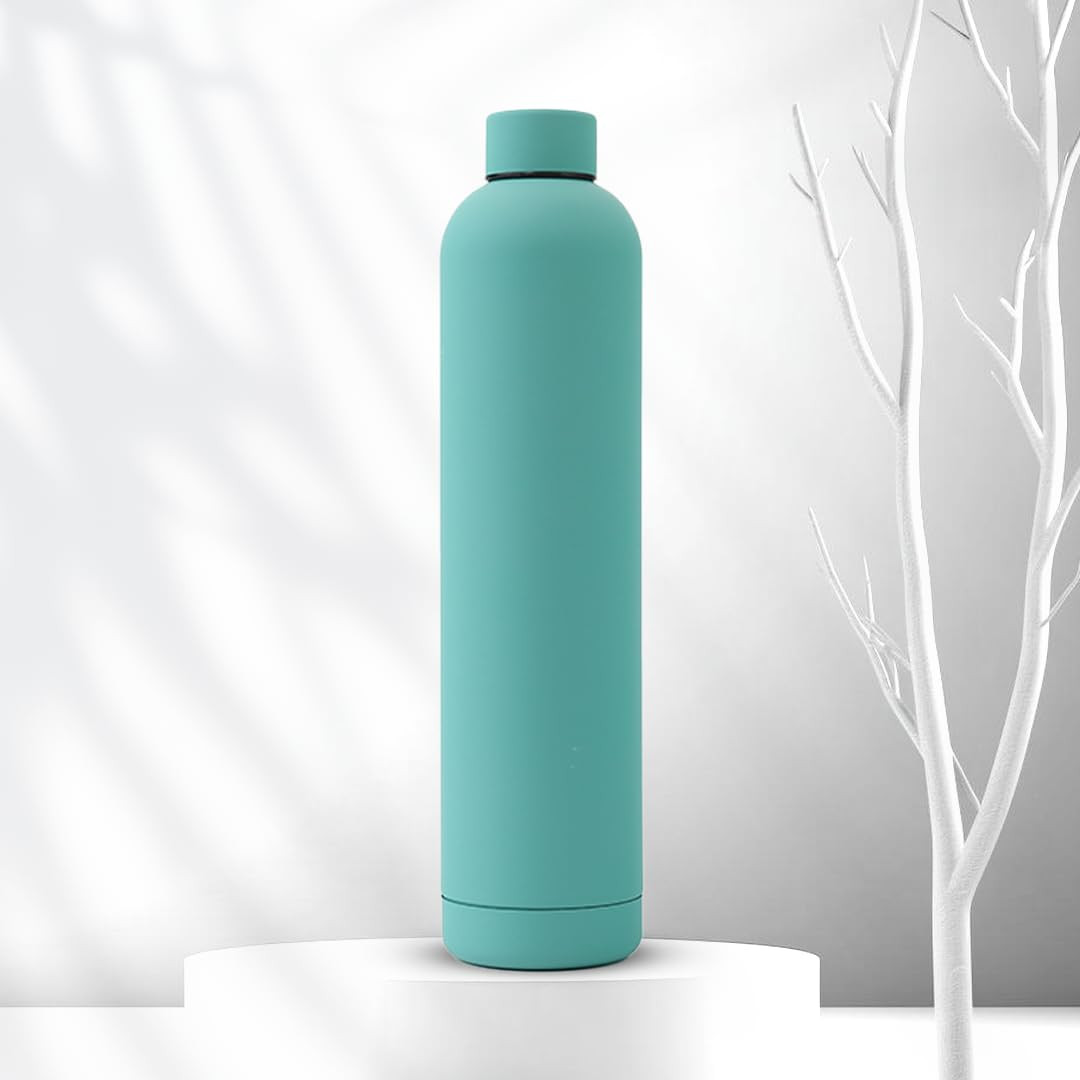 Kuber Industries Water Bottle | Vacuum Insulated Travel Bottle | Hot & Cold Water Bottle | Smooth Rubber Finish Water Bottle | 1 Ltr | PC-23823B | Green