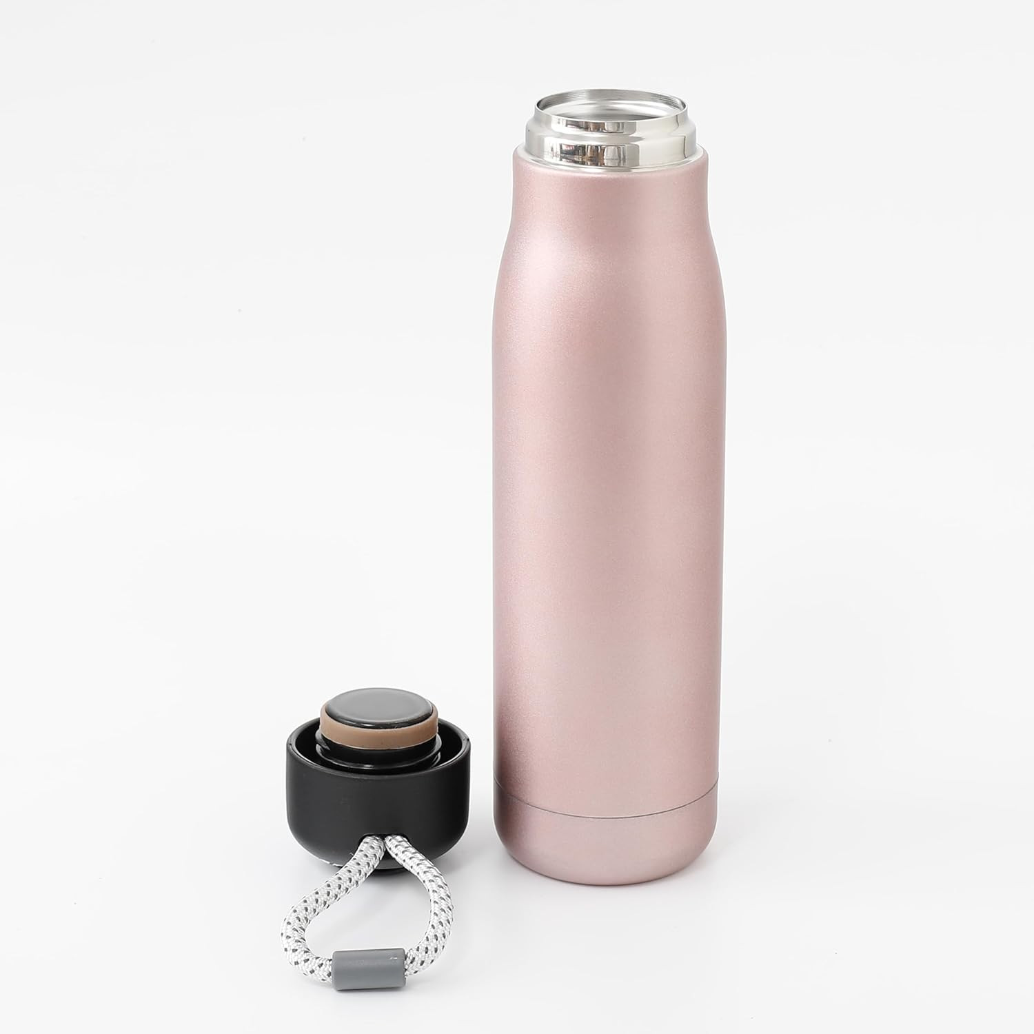 Kuber Industries Water Bottle | Vacuum Insulated Travel Bottle | Hot & Cold Water Bottle | Water Bottle with Carry Handle | Thermos Flask for Gym Bottle | MYZ-230805E | 550 ML | Pink