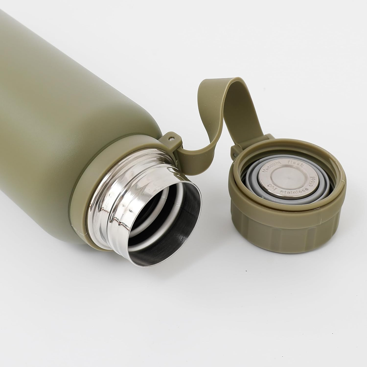 Kuber Industries Water Bottle | Vacuum Insulated Travel Bottle | Hot & Cold Water Bottle | Water Bottle with Handle | Thermos Flask for Gym Bottle | MYZ-230803D | 1100 ML | Olive Green