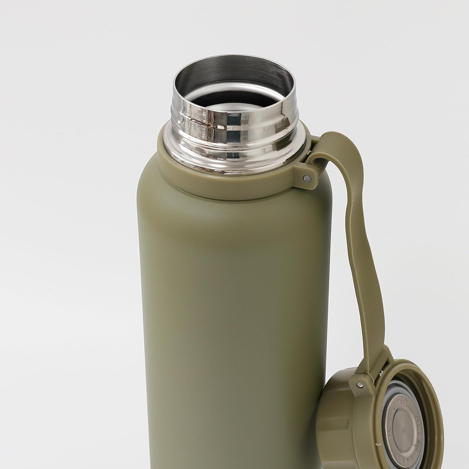 Kuber Industries Water Bottle | Vacuum Insulated Travel Bottle | Hot & Cold Water Bottle | Water Bottle with Handle | Thermos Flask for Gym Bottle | MYZ-230803D | 1100 ML | Olive Green