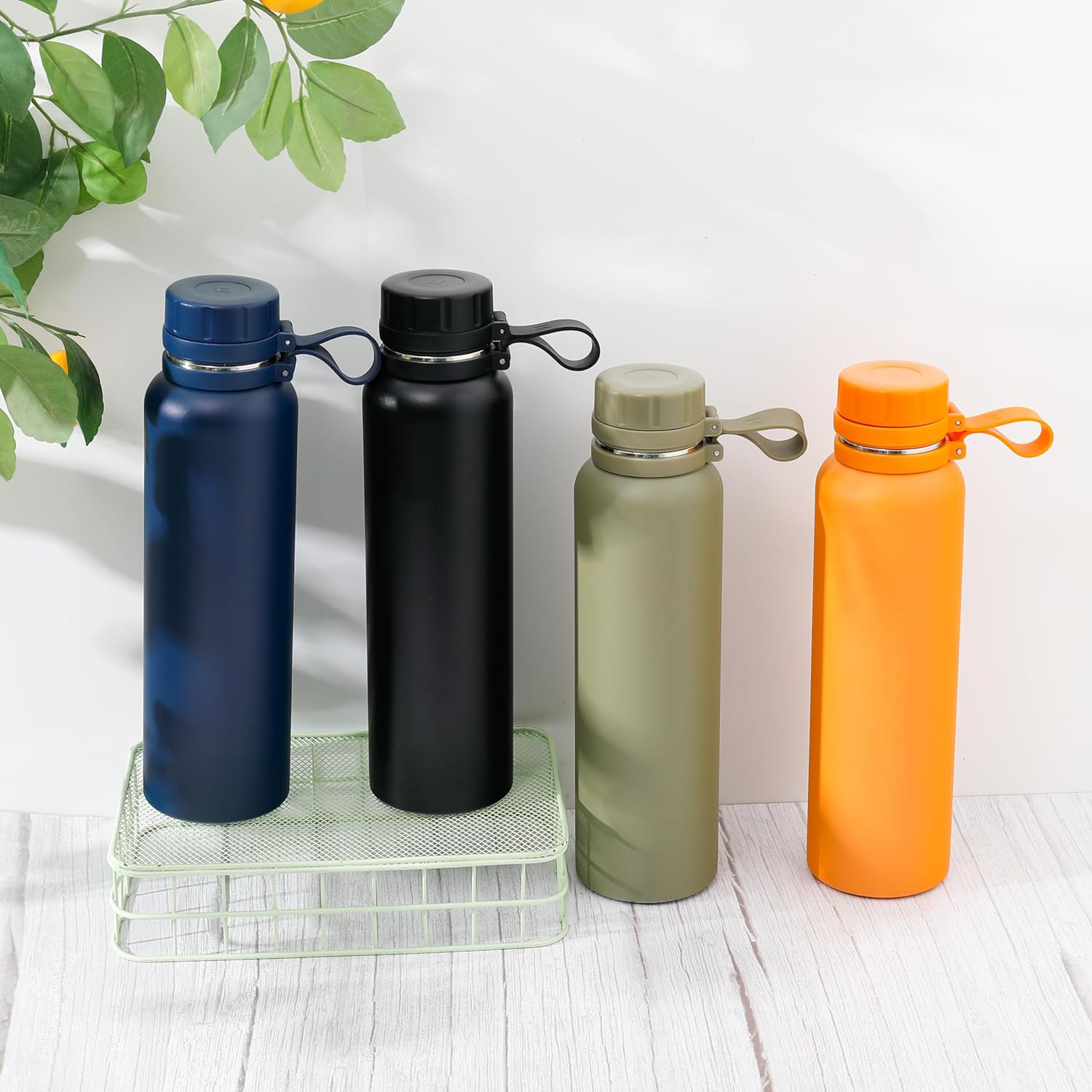 Kuber Industries Water Bottle | Vacuum Insulated Travel Bottle | Hot & Cold Water Bottle | Water Bottle with Handle | Thermos Flask for Gym Bottle | MYZ-230803D | 1100 ML | Olive Green