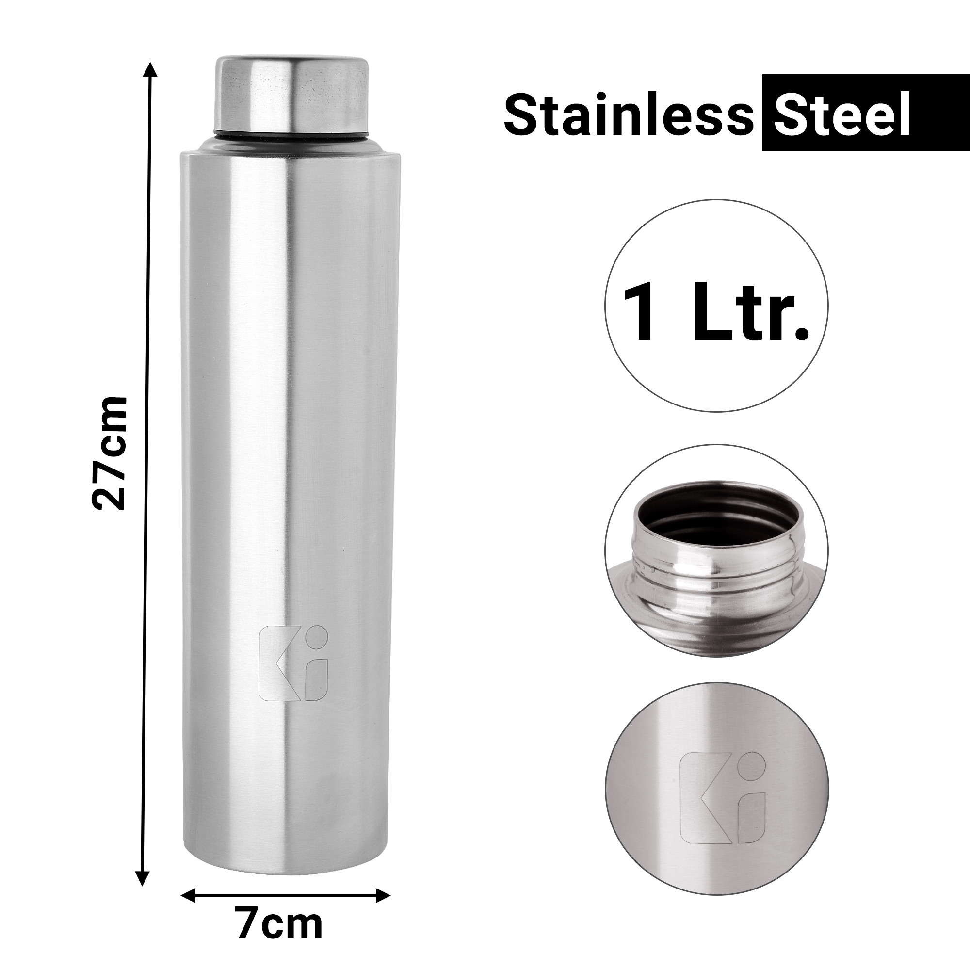 Kuber Industries Water Bottle 1 Litre Stainless Steel Fridge Water Bottles  Pani Ki Bottle  Water Bottle for Gym Cycling  Running  Silver