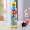 Water Bottle with 2 Lids | Disney Mermaid | 500 ml Insulated Sipper Bottle for Adults &amp; Kids with Straw | BPA-Free | Stainless Steel Bottle for Travel &amp; Sports | Sky Blue