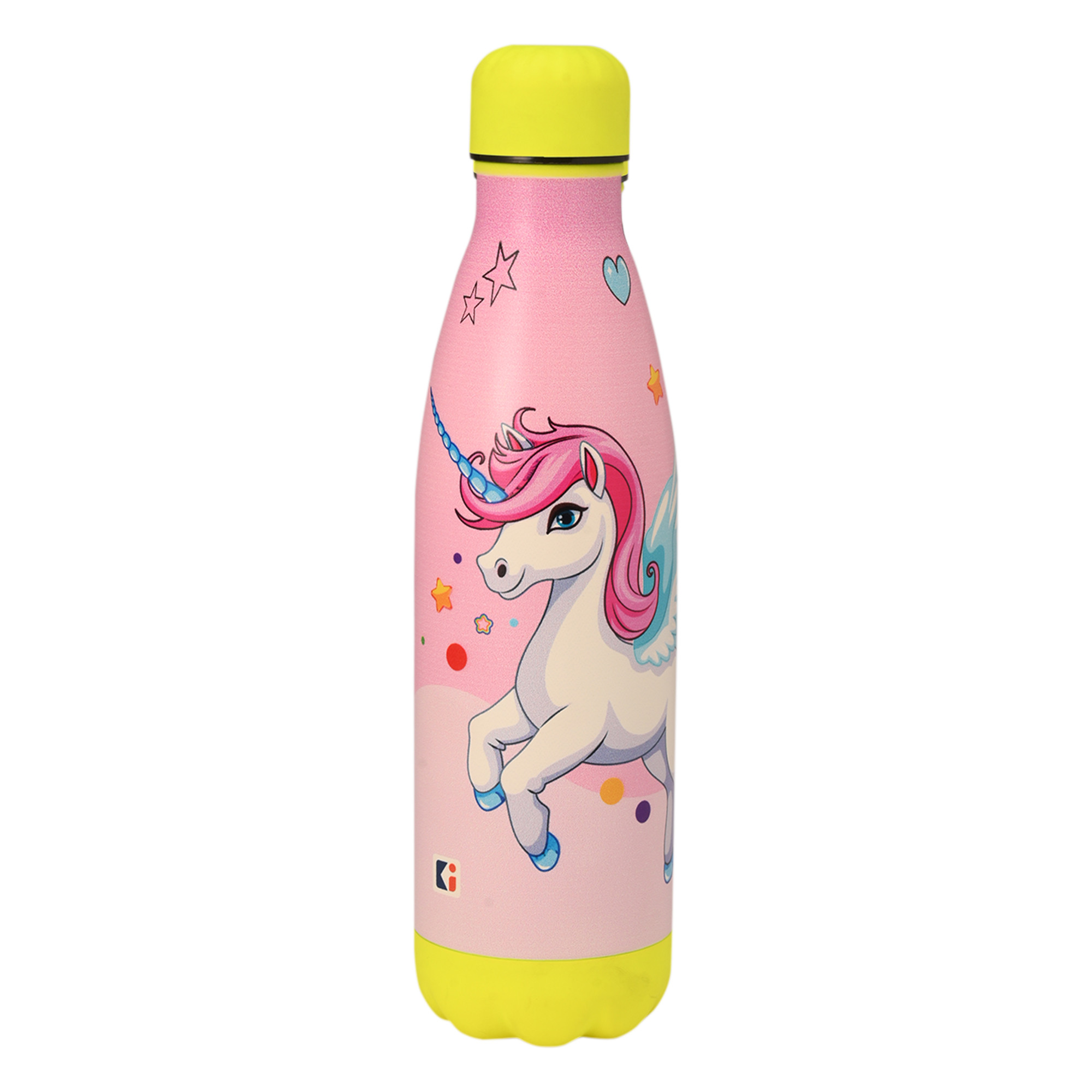 Kuber Industries Water Bottle with 2 Lids  Unicorn Rainbow  500 ml Insulated Sipper Bottle for Adults  Kids with Straw  BPA-Free  Stainless Steel Bottle for Travel-Gym  Sports  Pink