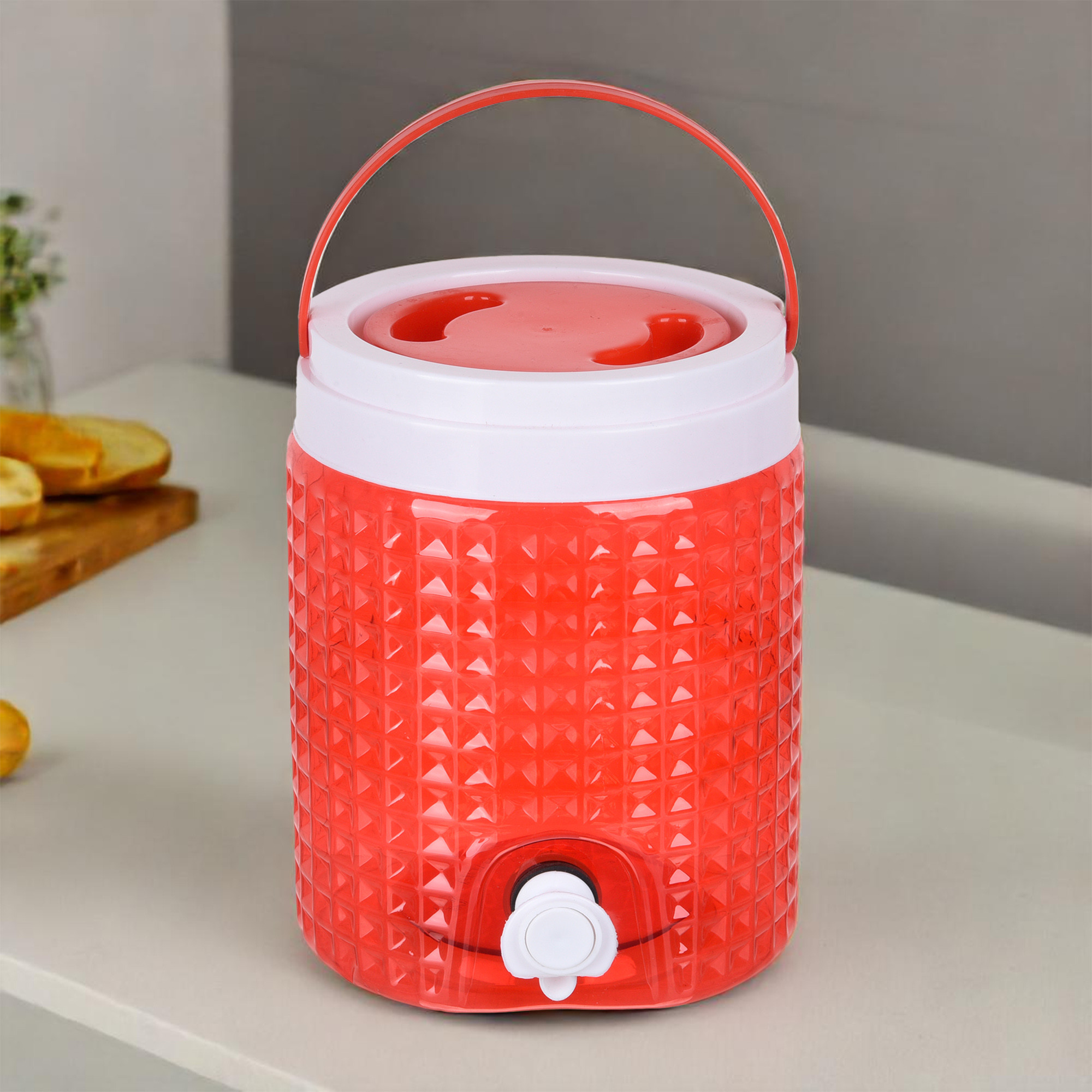 Kuber Industries Water Camper | Travelling Water Jug | Water Jug Camper for Home-Travel-Picnic-Office | Water Dispenser Can | Jug with Tap | Water Storage Container | 4.5 LTR | Red