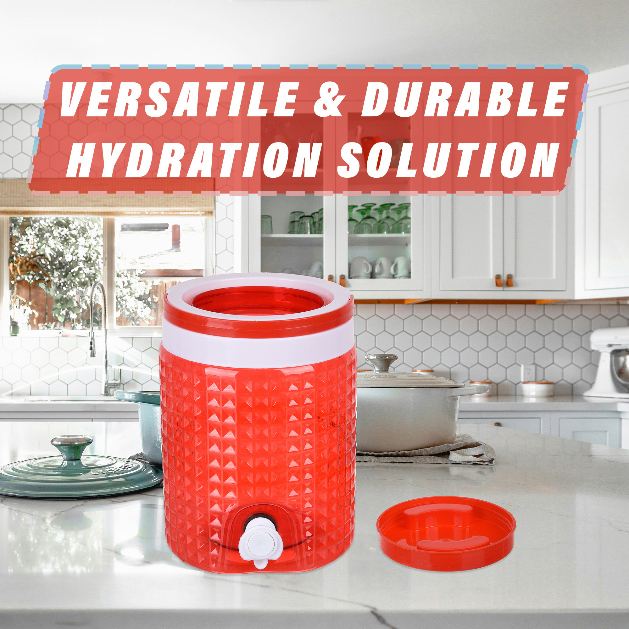 Kuber Industries Water Camper | Travelling Water Jug | Water Jug Camper for Home-Travel-Picnic-Office | Water Dispenser Can | Jug with Tap | Water Storage Container | 4.5 LTR | Red