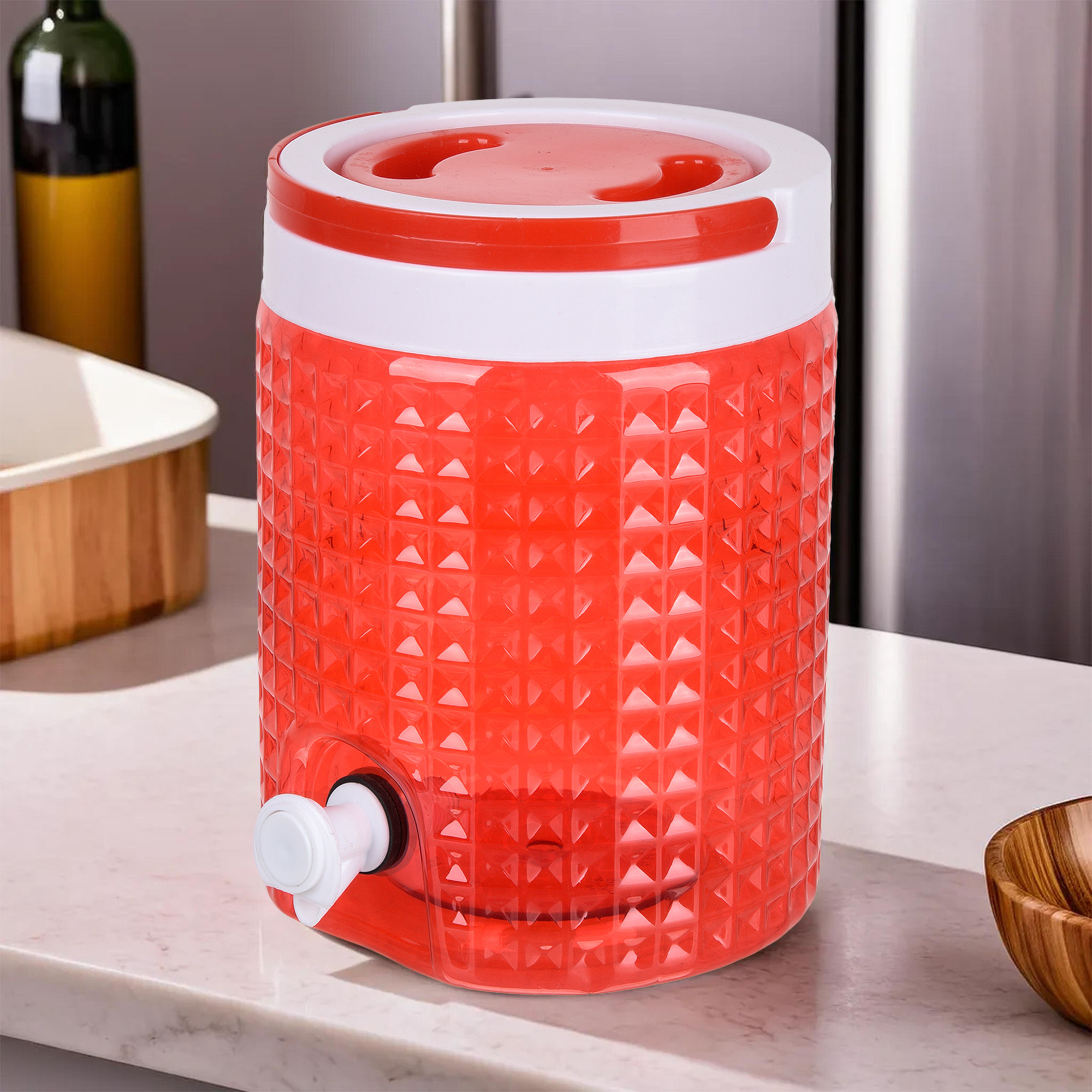 Kuber Industries Water Camper | Travelling Water Jug | Water Jug Camper for Home-Travel-Picnic-Office | Water Dispenser Can | Jug with Tap | Water Storage Container | 4.5 LTR | Red