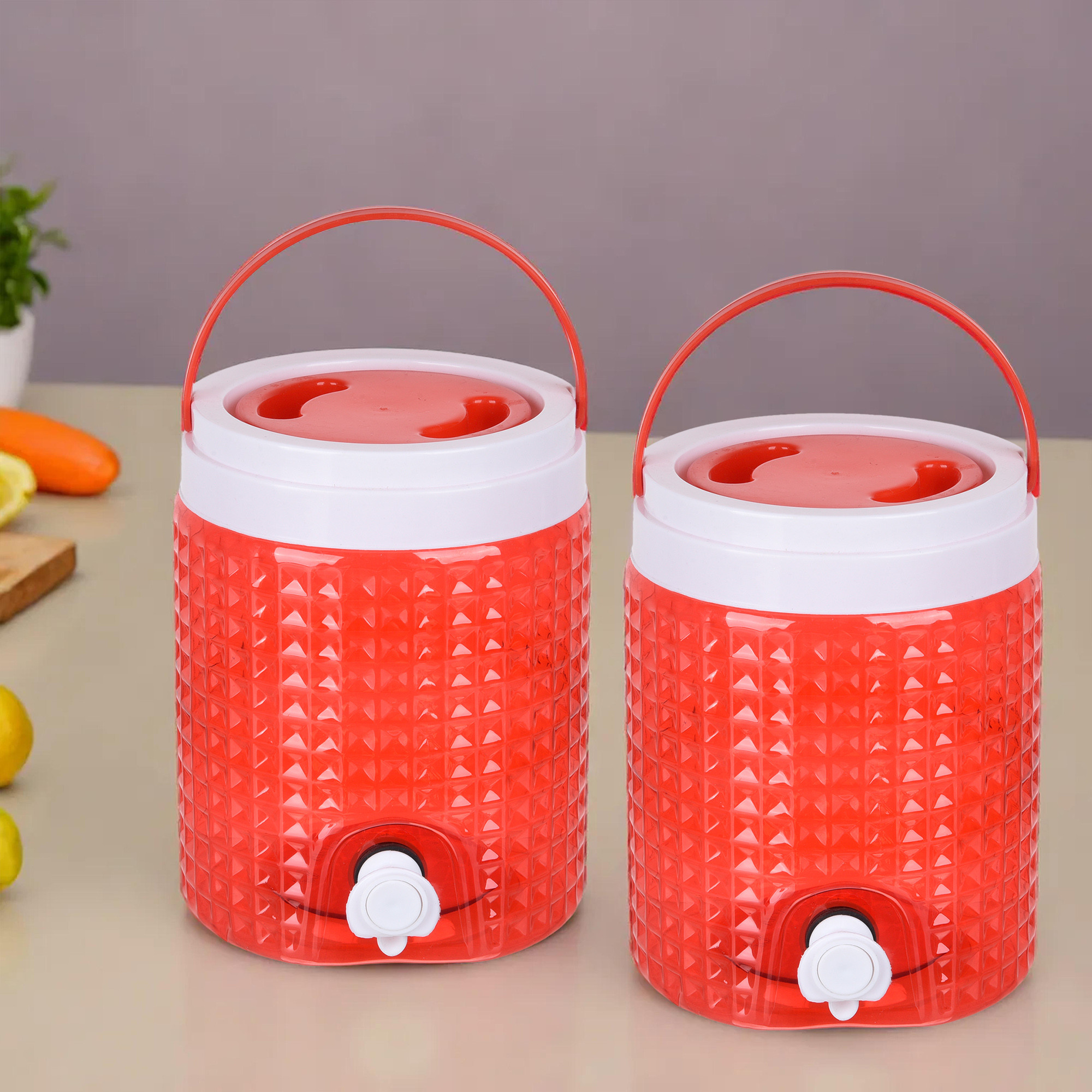 Kuber Industries Water Camper | Travelling Water Jug | Water Jug Camper for Home-Travel-Picnic-Office | Water Dispenser Can | Jug with Tap | Water Storage Container | 4.5 LTR | Red