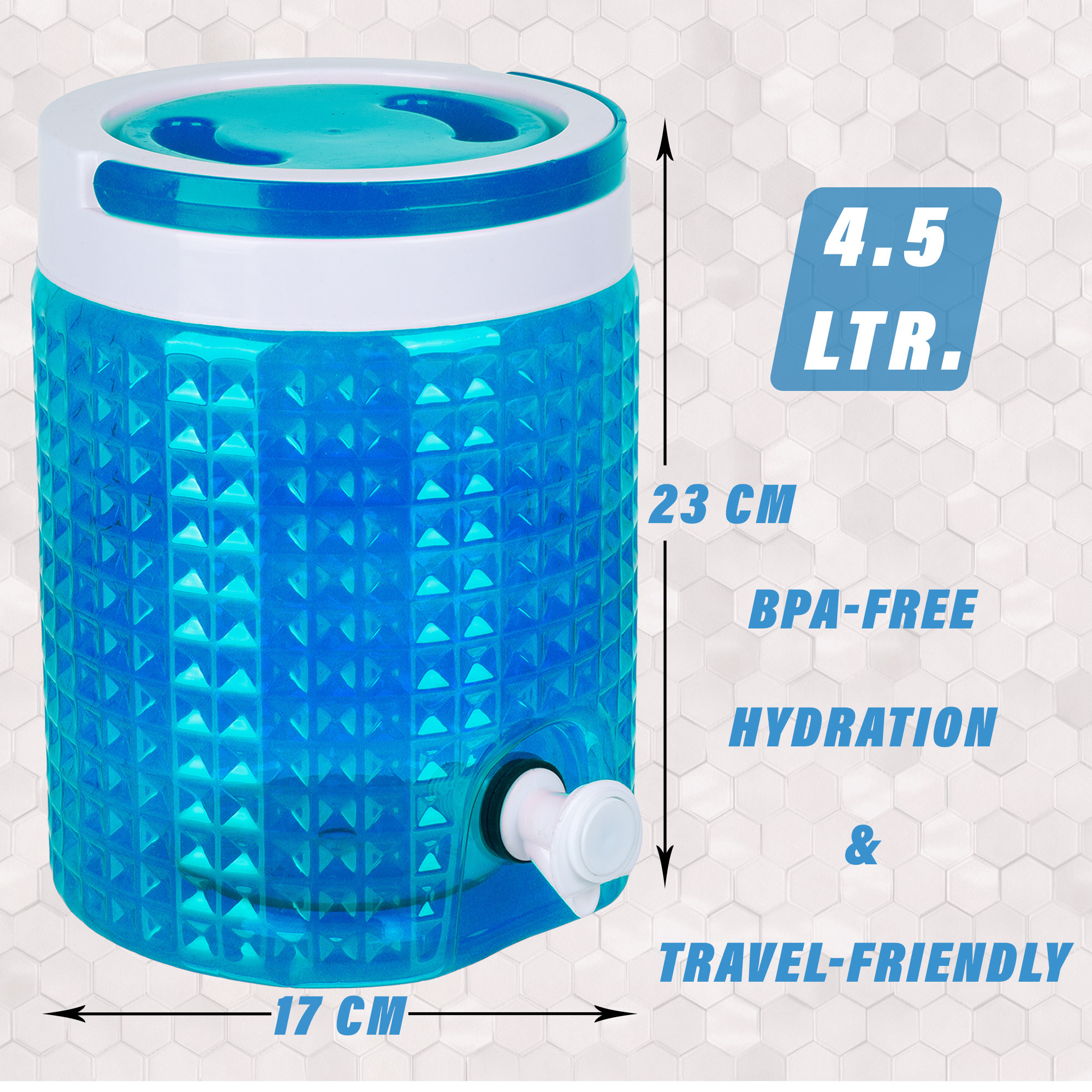 Kuber Industries Water Camper | Travelling Water Jug | Water Jug Camper for Home-Travel-Picnic-Office | Water Dispenser Can | Jug with Tap | Water Storage Container | 4.5 LTR | Blue