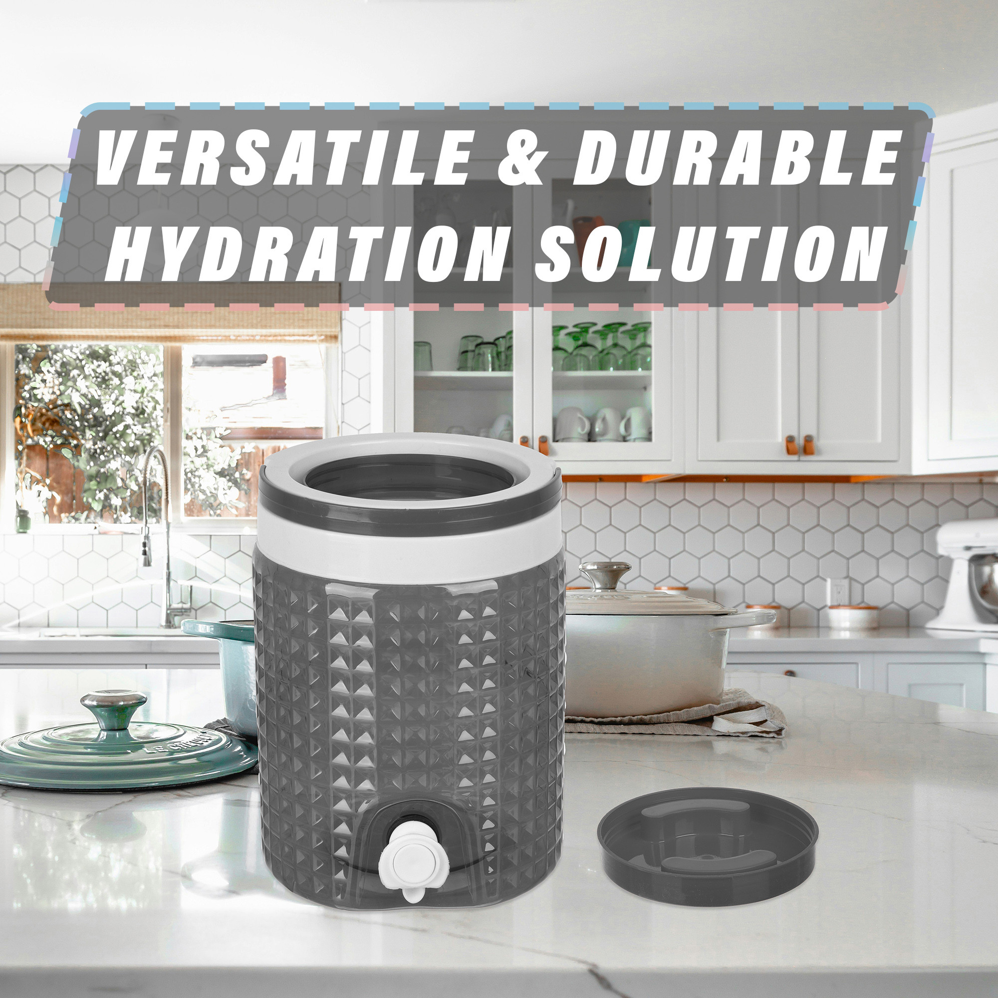 Kuber Industries Water Camper | Travelling Water Jug | Water Jug Camper for Home-Travel-Picnic-Office | Water Dispenser Can | Jug with Tap | Water Storage Container | 4.5 LTR | Black