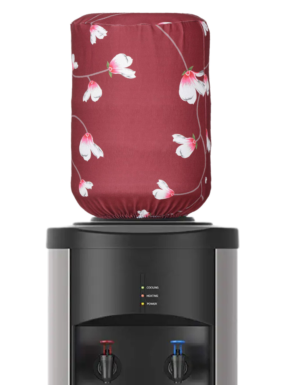Kuber Industries Water Dispenser Bottle Cover|Floral Print & Stretchy Polyester Fabric|Bottle Protector with Elastic Closure,20Ltr, (Maroon)