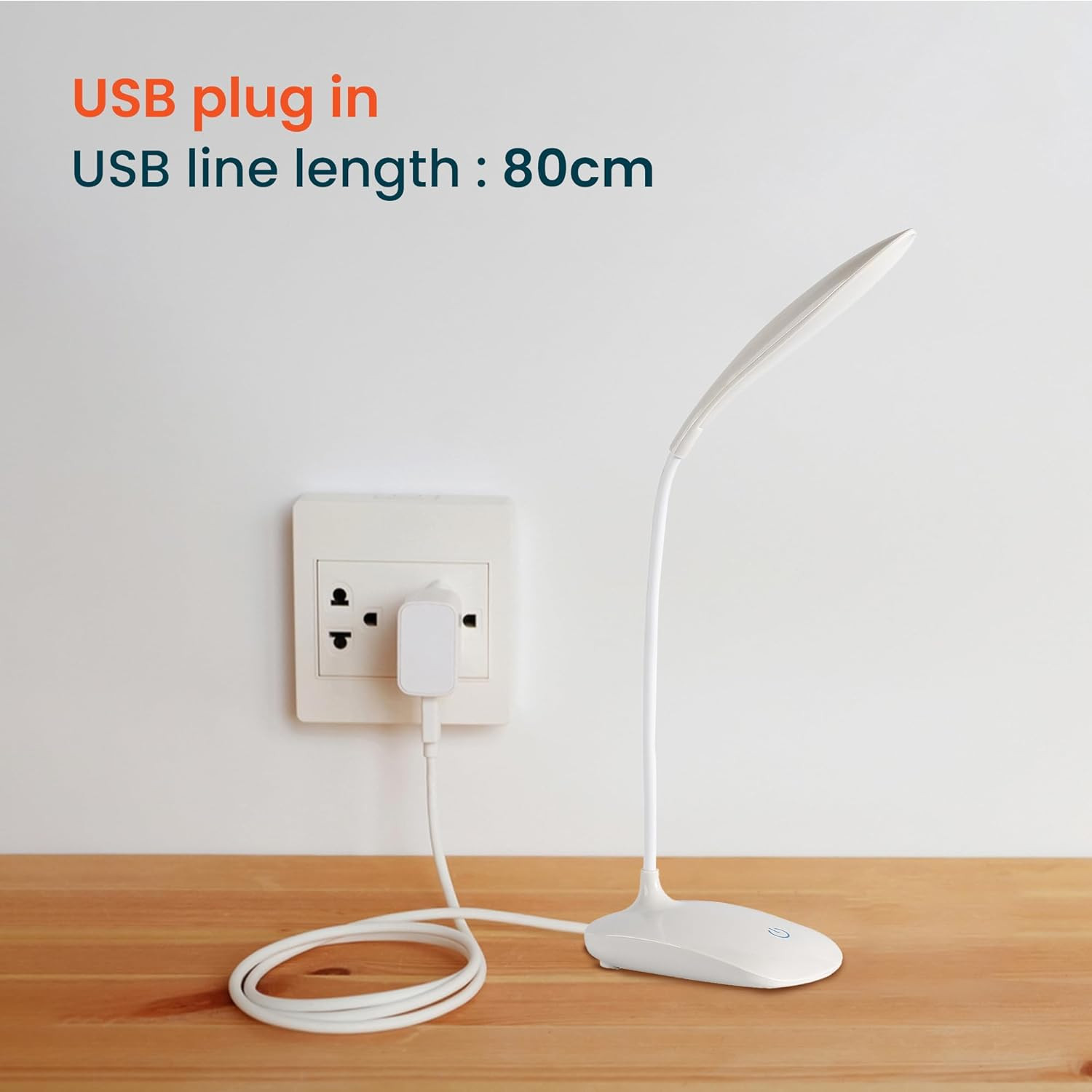 Kuber Industries Water Drop Base Table Lamp|Rechargeable Table Light with USB Plug-in|Battery Capacity:1200mAh (White)