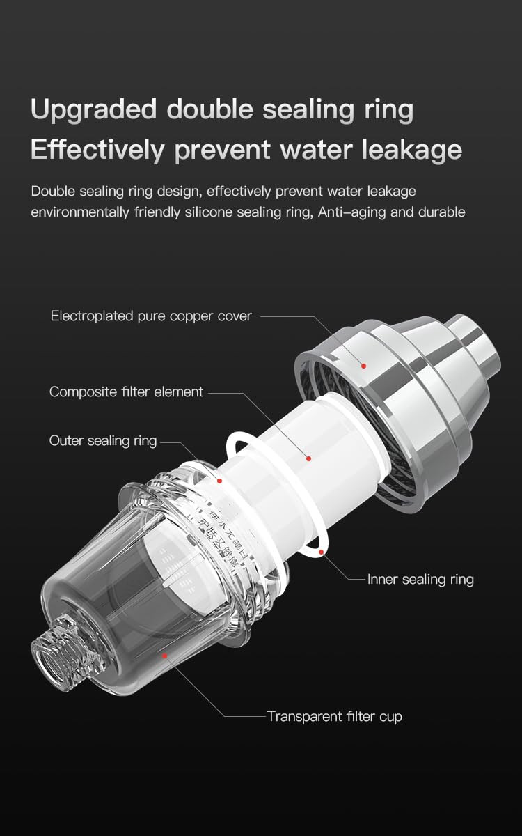 Kuber Industries Water Filter Tap | Shower Filter for Hard Water | Shower Head Filter | Remove Chlorine and Sediments | Bathroom Hard Water Filter | W1815 | Silver