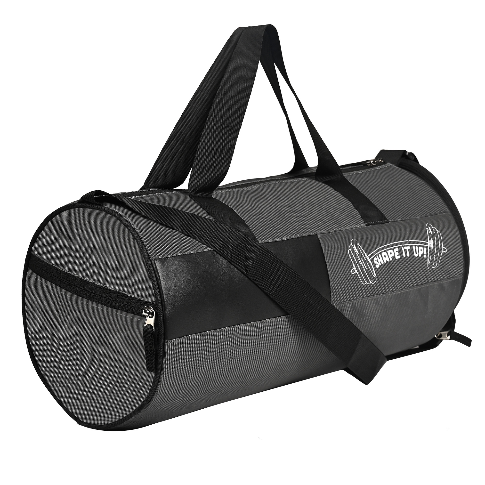 Kuber Industries Water Resistant 3 Compartment Gym Bags for Men  Yoga Workout  Football Bag with Shoulder Strap  Shoe Compartment for Girls  Boys  Grey  Black