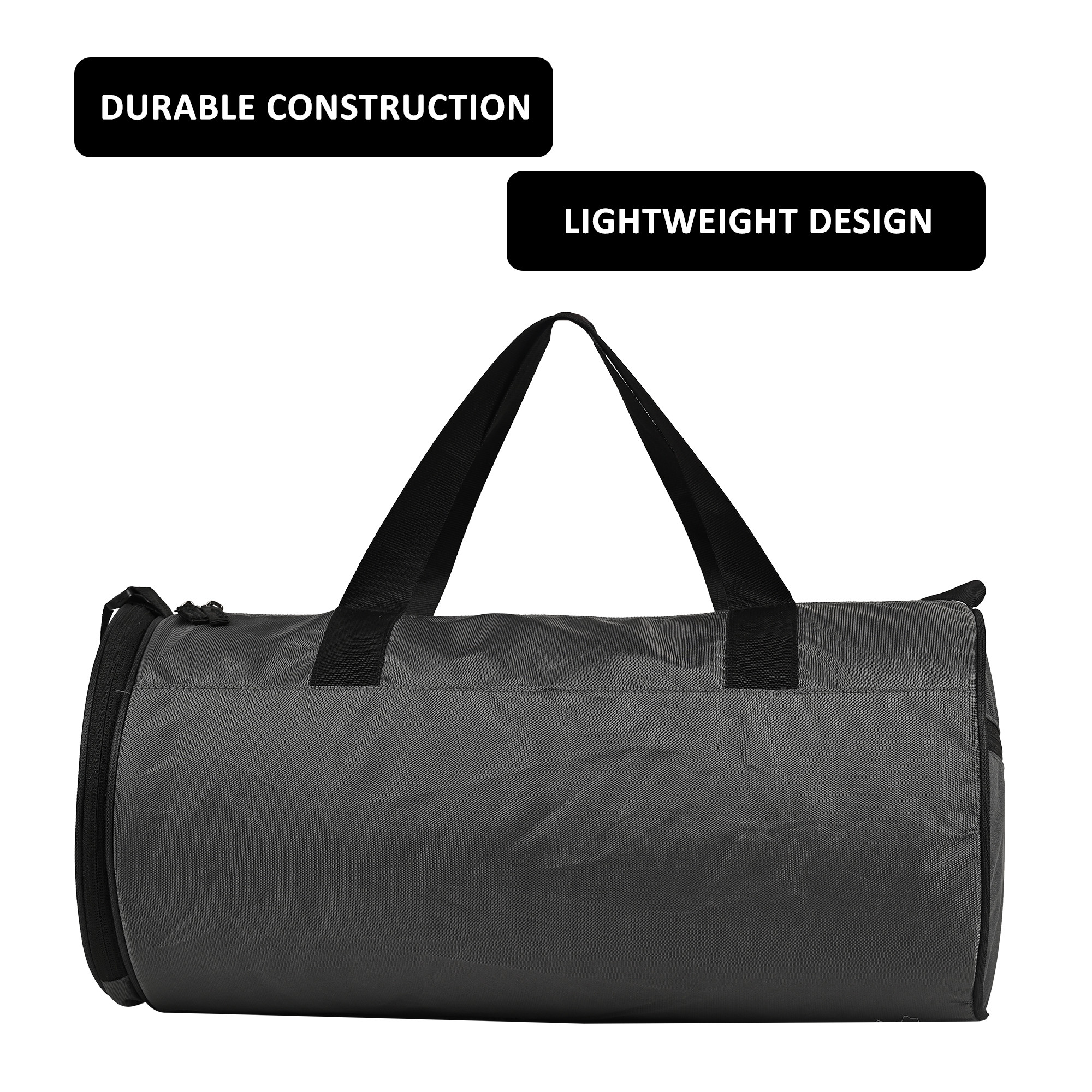 Kuber Industries Water Resistant 3 Compartment Gym Bags for Men  Yoga Workout  Football Bag with Shoulder Strap  Shoe Compartment for Girls  Boys  Grey  Black
