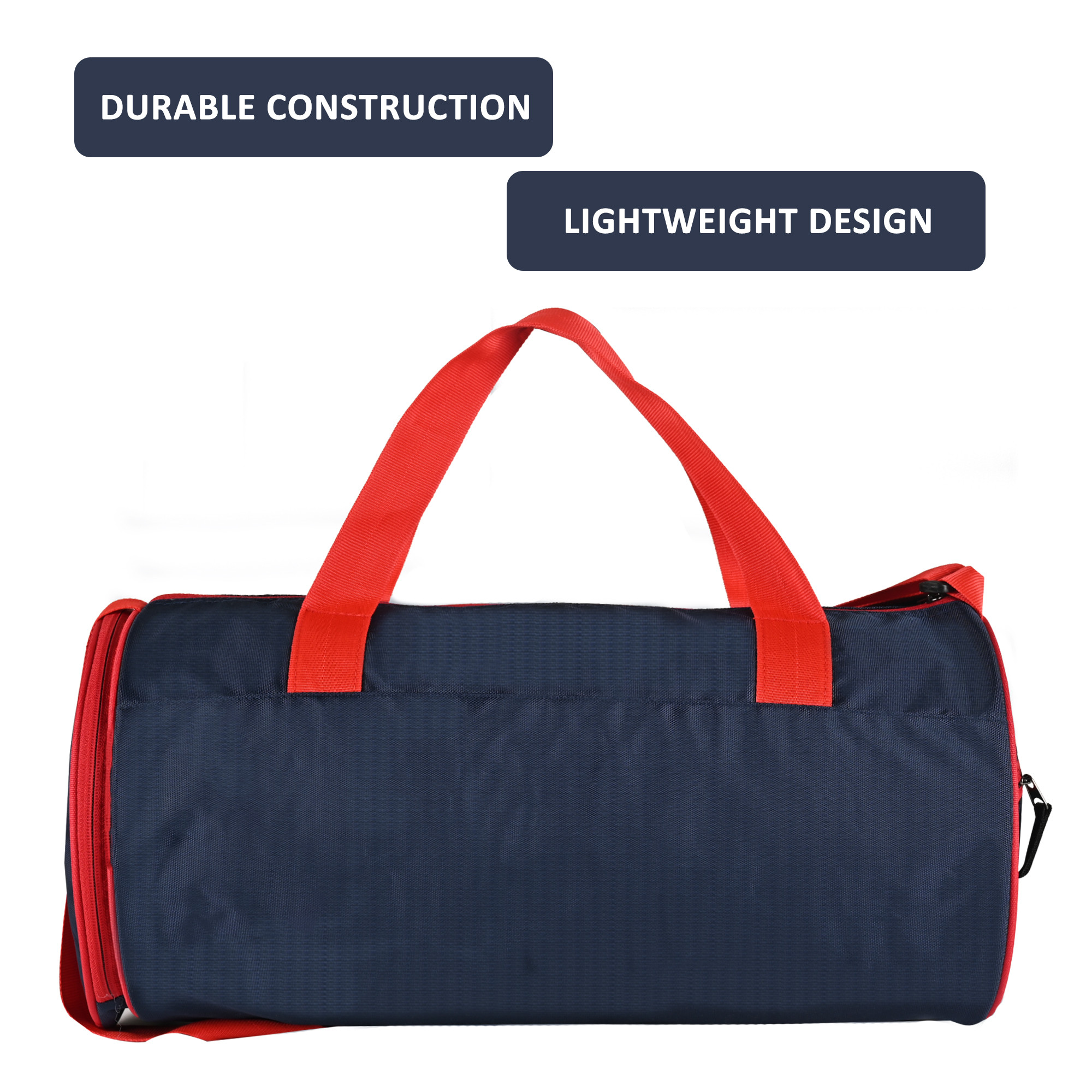 Kuber Industries Water Resistant 3 Compartment Gym Bags for Men Yoga Workout  Football Bag with Shoulder Strap  Shoe Compartment for Girls  Boys  Red  Blue