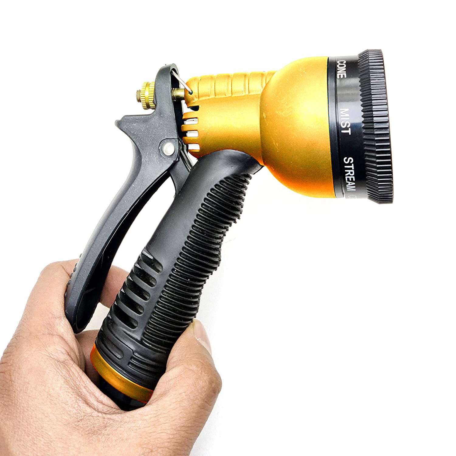 Kuber Industries Water Spray Gun|Plastic 8 Adjustable High Pressure Hose Nozzles Spray|Used for Car,Bike,Gardening Wash (Yellow)