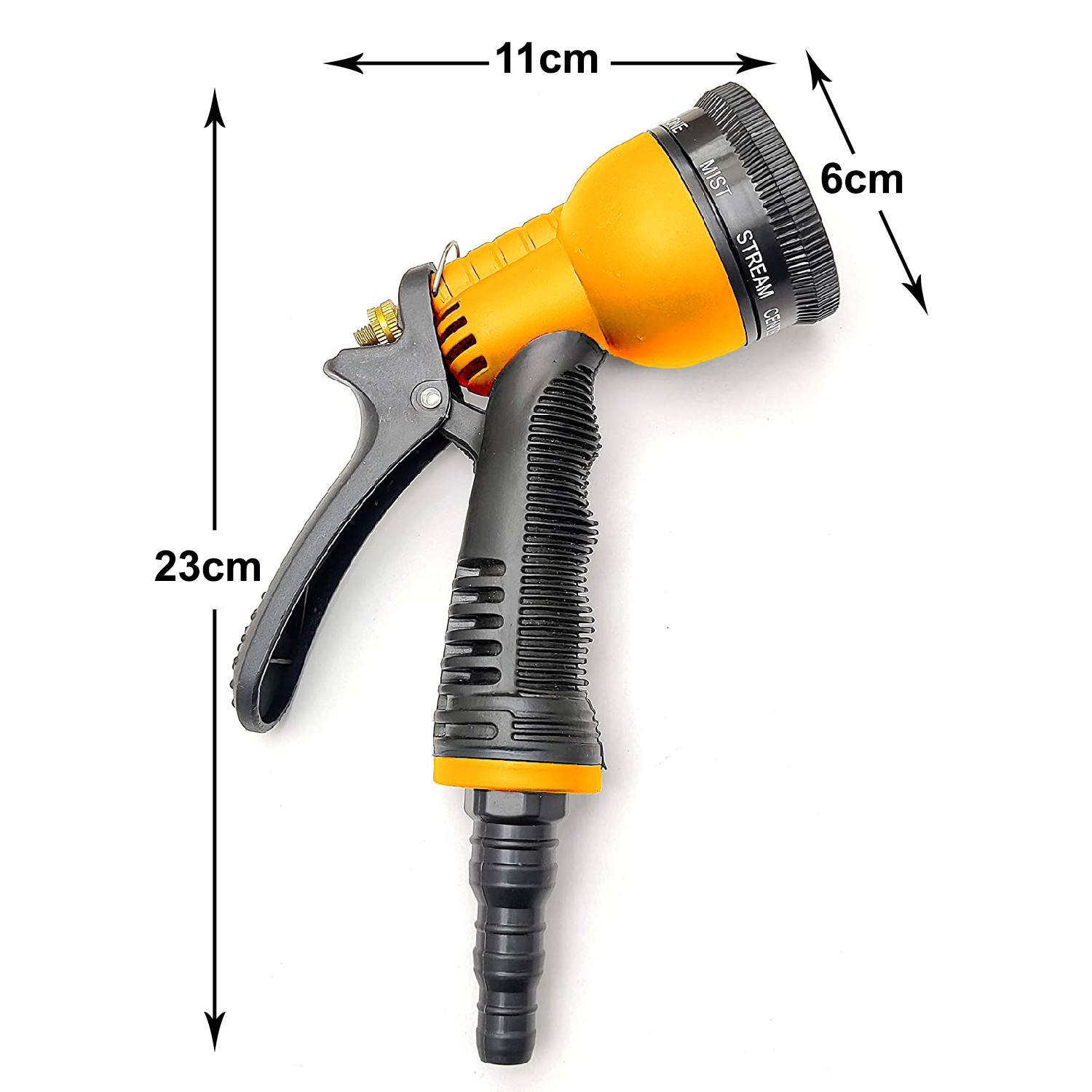 Kuber Industries Water Spray Gun|Plastic 8 Adjustable High Pressure Hose Nozzles Spray|Used for Car,Bike,Gardening Wash (Yellow)