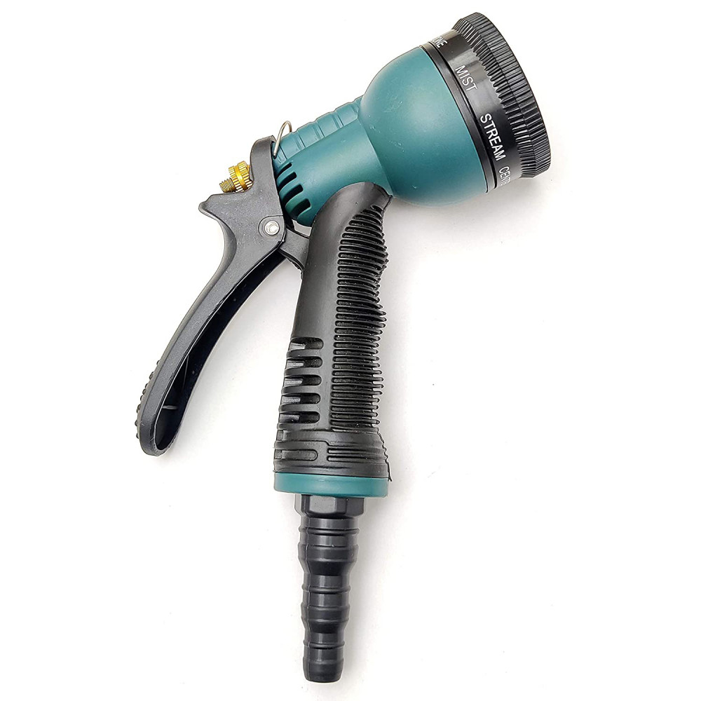 Kuber Industries Water Spray Gun|Plastic 8 Adjustable High Pressure Hose Nozzles Spray|Used for Car,Bike,Gardening Wash (Green)