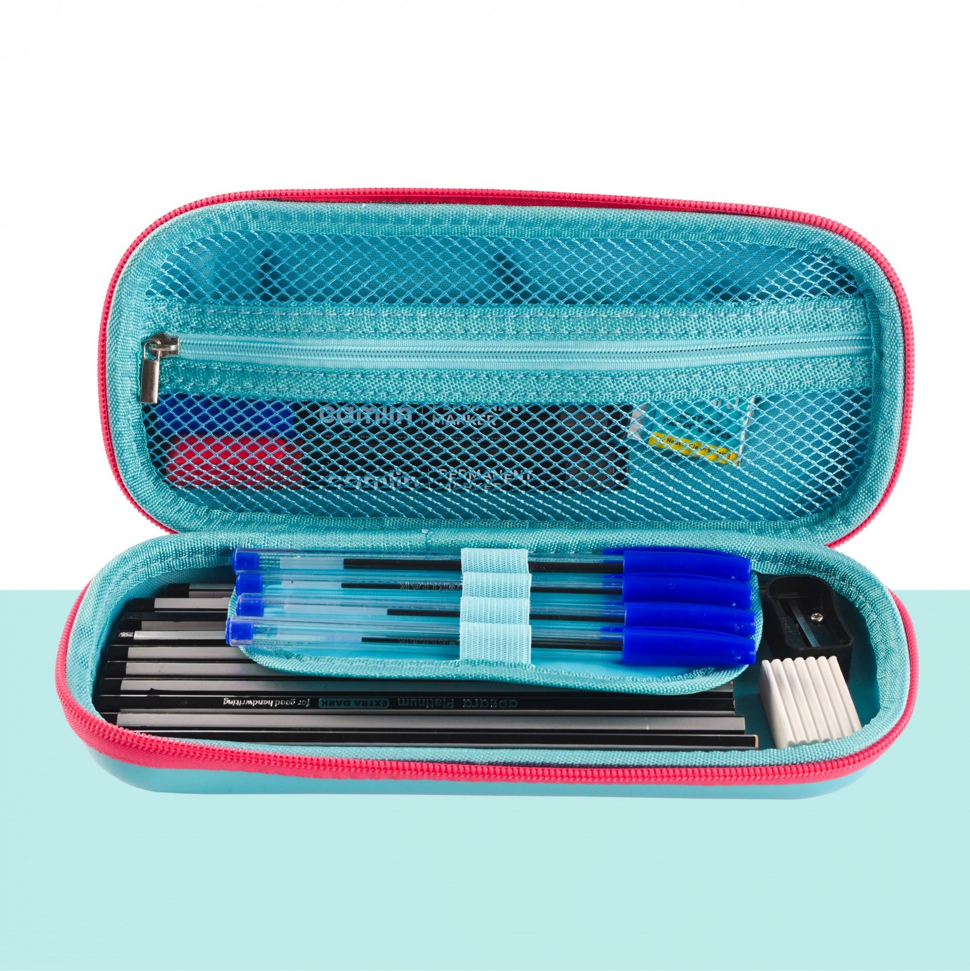 Kuber Industries Waterproof 3D Pencil Box For Kids  Adults  Compact  Easy-To-Carry Pens  Markers School Supply Organizer for Stationary  Disney Frozen Elsa Print - Pink