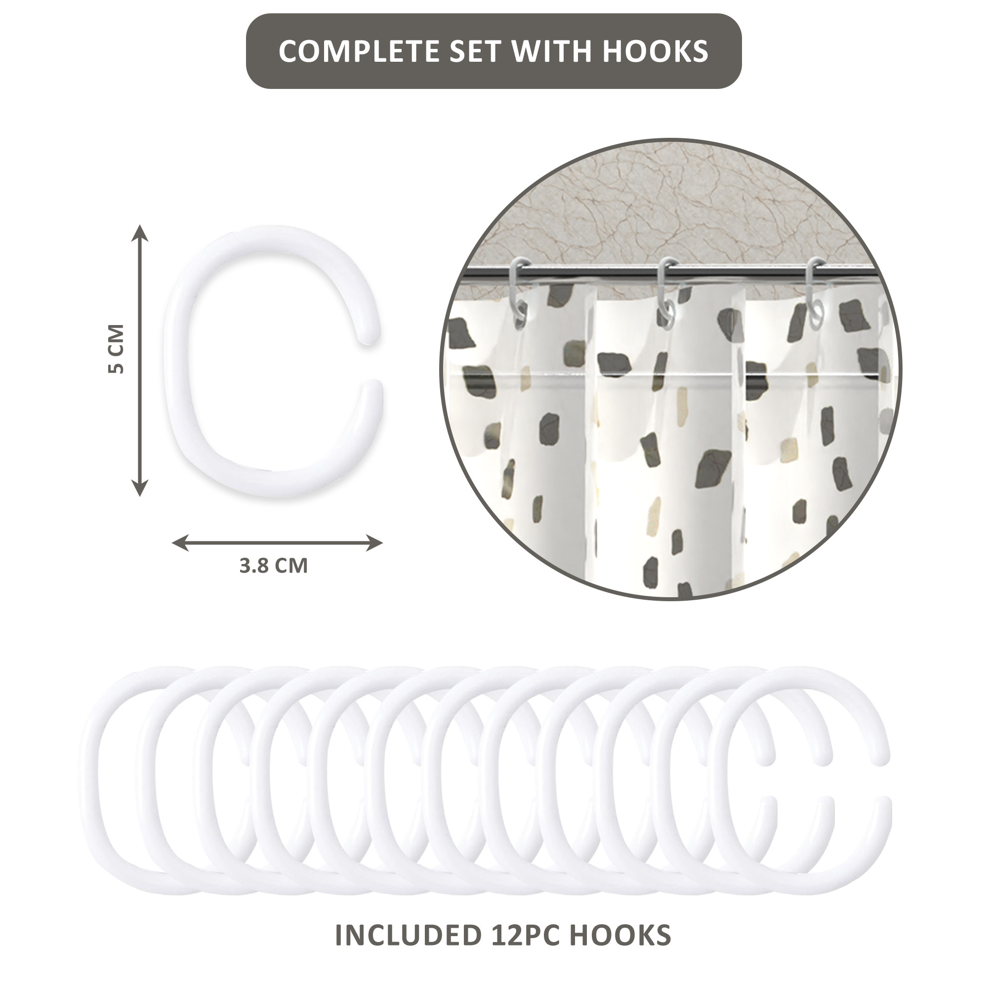 Kuber Industries Waterproof 71 x 71 Shower Curtains For Bathroom with 12 Rings  Washroom Partition Screen  Wall Divider Parda For Bathing Privacy  JY-3-5  Green Leaf Print - White