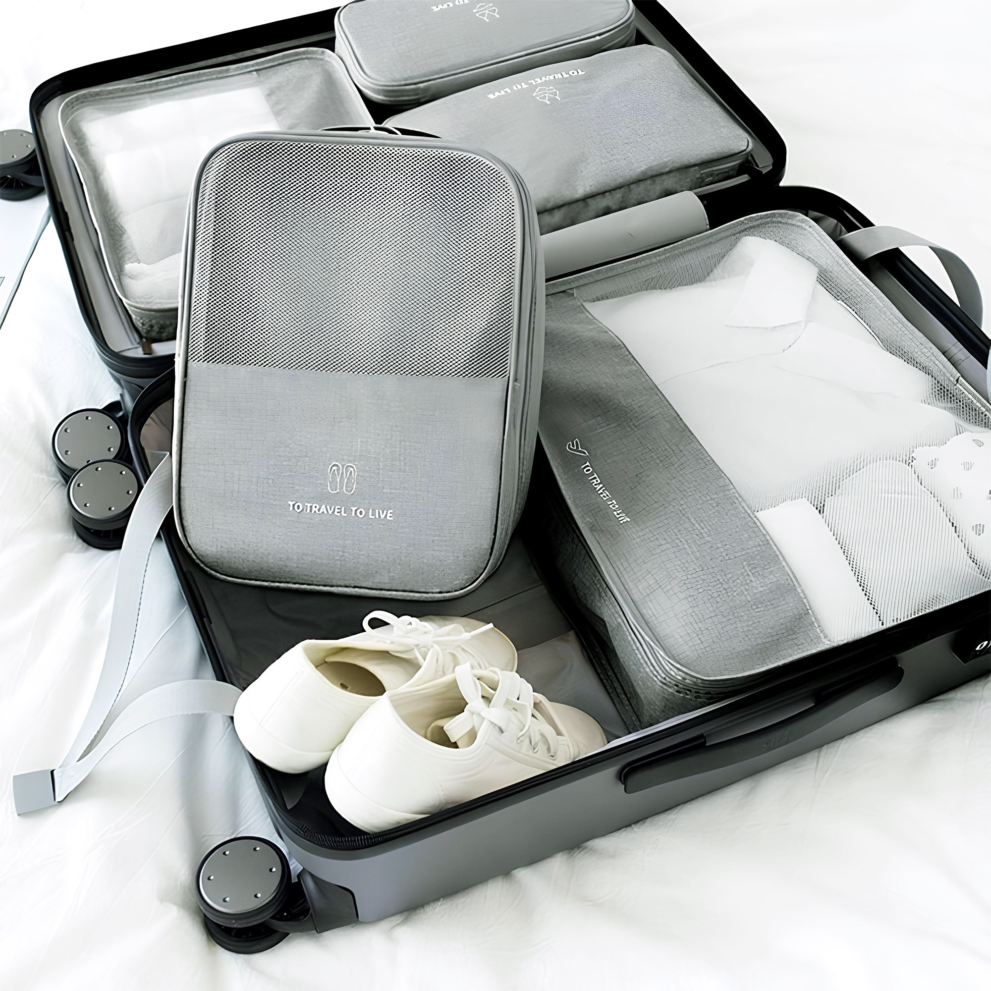 Kuber Industries Waterproof  Anti-Wrinkle Shoe Bags for Travelling with 3 Layers  Durable Shoe Pouch for Travel  Shoe Organizer for Hassle-Free Travel Shoe Bags  YJ-29-GRY  Grey