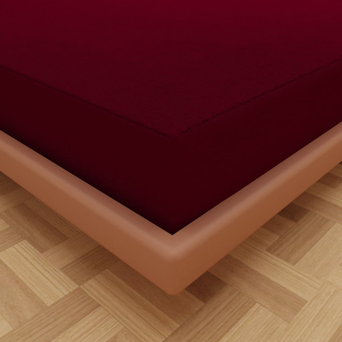 Kuber Industries Waterproof Double Bed Mattress Cover|Breathable Terry Cotton Surface & Elastic Fitted Mattress Protector,6 x 6.5 Ft. (Maroon)