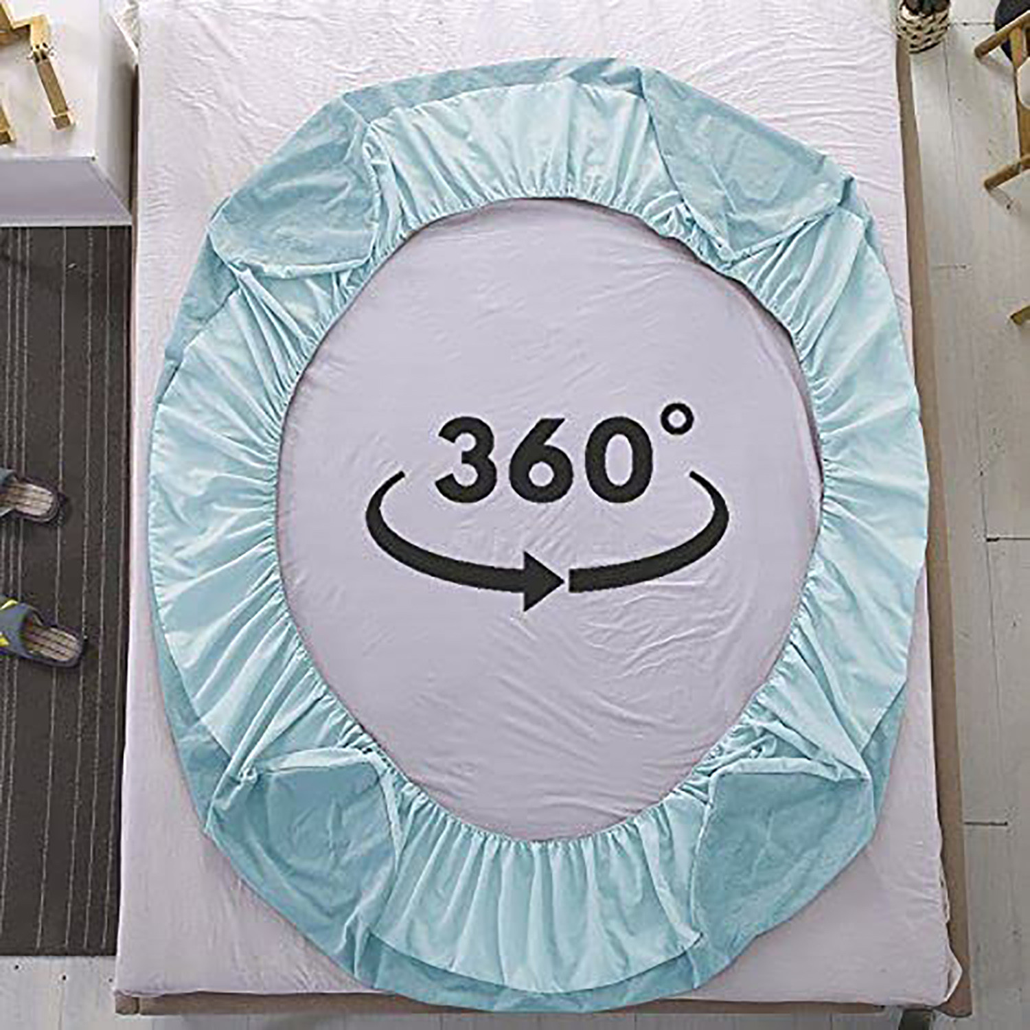 Kuber Industries Waterproof Double Bed Mattress Cover|Breathable Terry Cotton Surface & Elastic Fitted Mattress Protector,6 x 6.5 Ft. (Sky Blue)