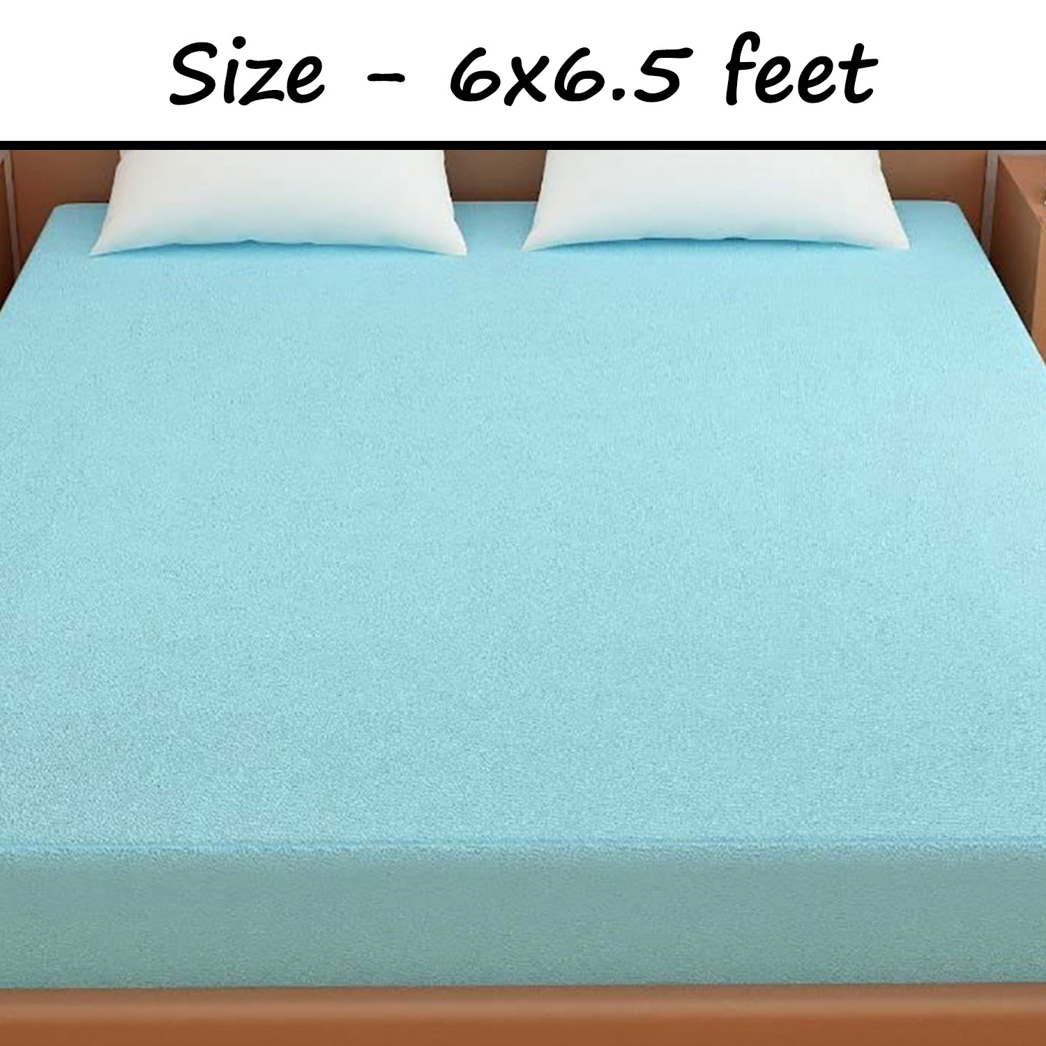 Kuber Industries Waterproof Double Bed Mattress Cover|Breathable Terry Cotton Surface & Elastic Fitted Mattress Protector,6 x 6.5 Ft. (Sky Blue)