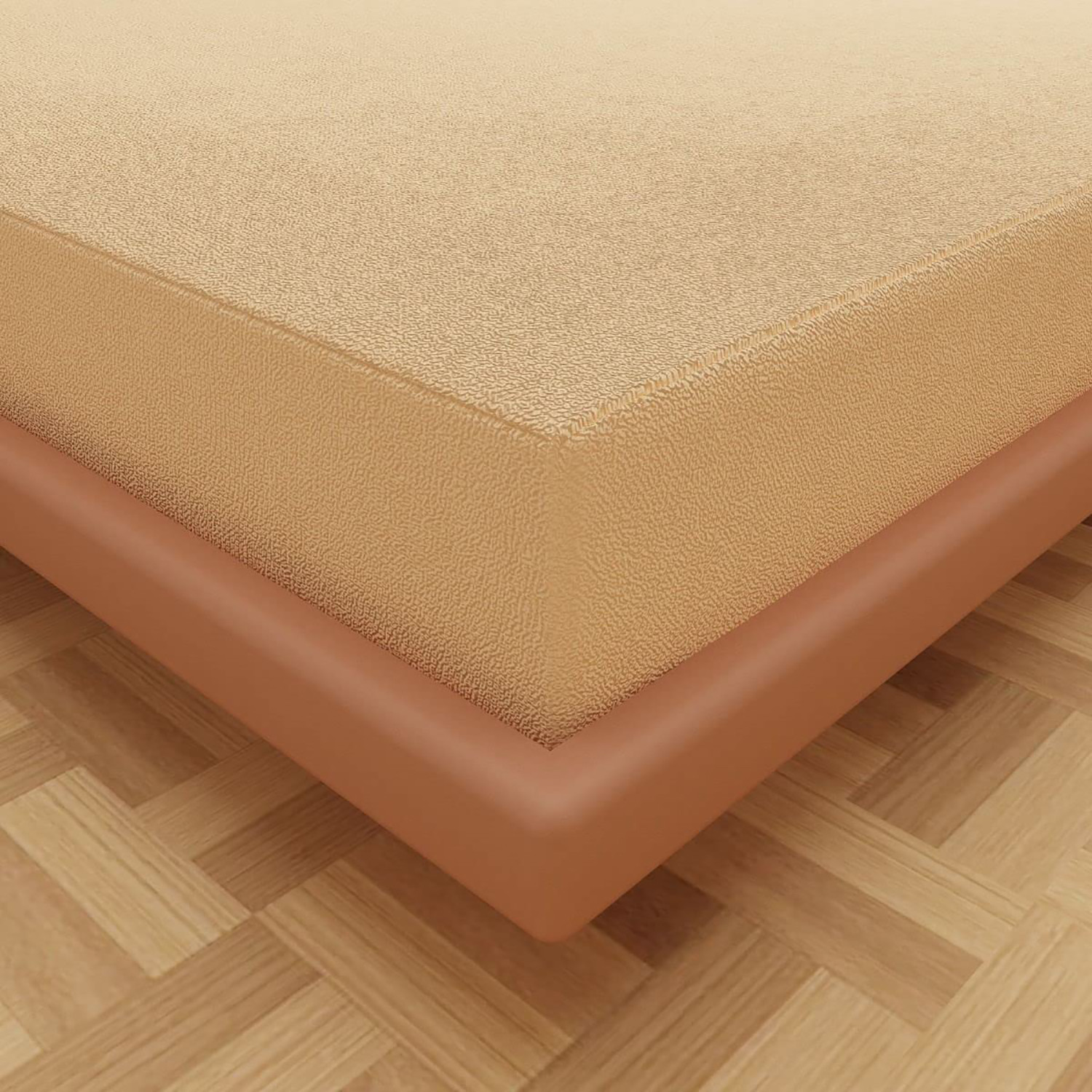 Kuber Industries Waterproof Double Bed Mattress Cover|Breathable Terry Cotton Surface & Elastic Fitted Mattress Protector,6 x 6.5 Ft. (Beige)
