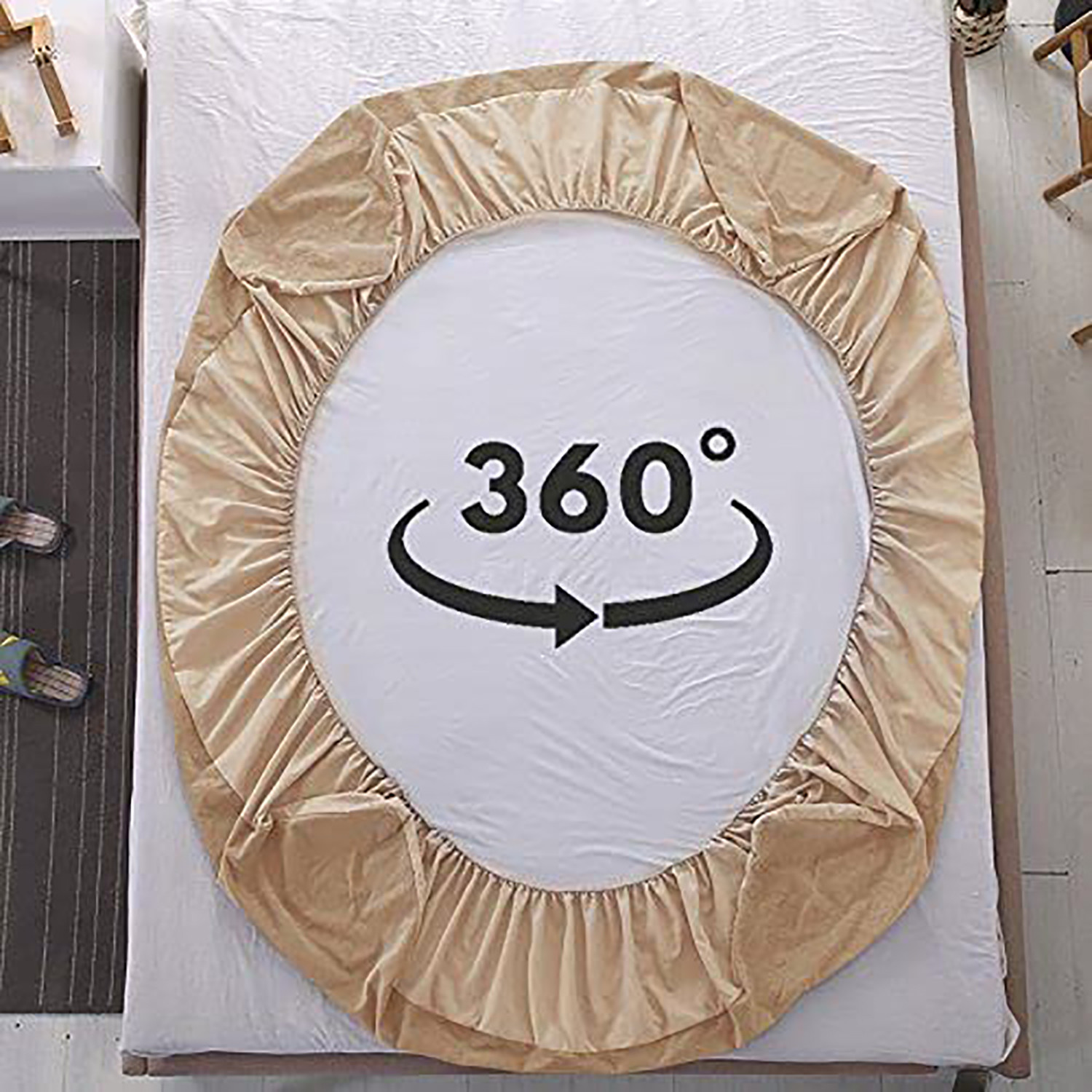 Kuber Industries Waterproof Double Bed Mattress Cover|Breathable Terry Cotton Surface & Elastic Fitted Mattress Protector,6 x 6.5 Ft. (Beige)