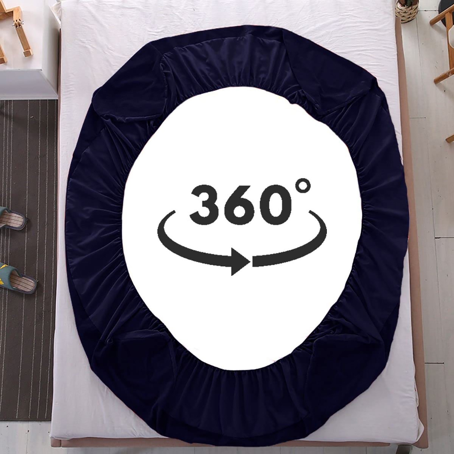 Kuber Industries Waterproof Double Bed Mattress Cover|Breathable Terry Cotton Surface & Elastic Fitted Mattress Protector,6 x 6.5 Ft. (Dark Blue)
