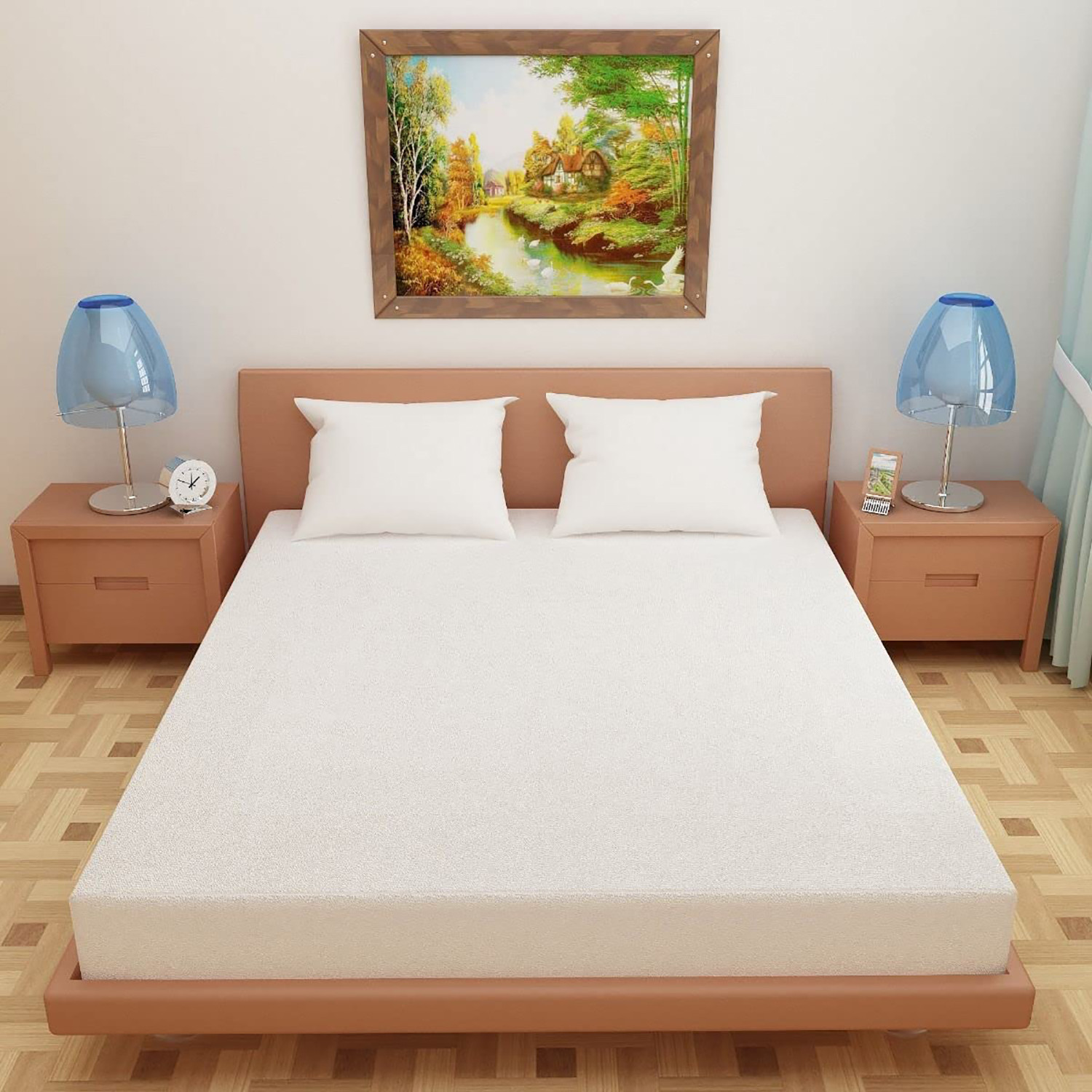 Kuber Industries Waterproof Double Bed Mattress Cover|Breathable Terry Cotton Surface & Elastic Fitted Mattress Protector,6 x 6.5 Ft. (White)