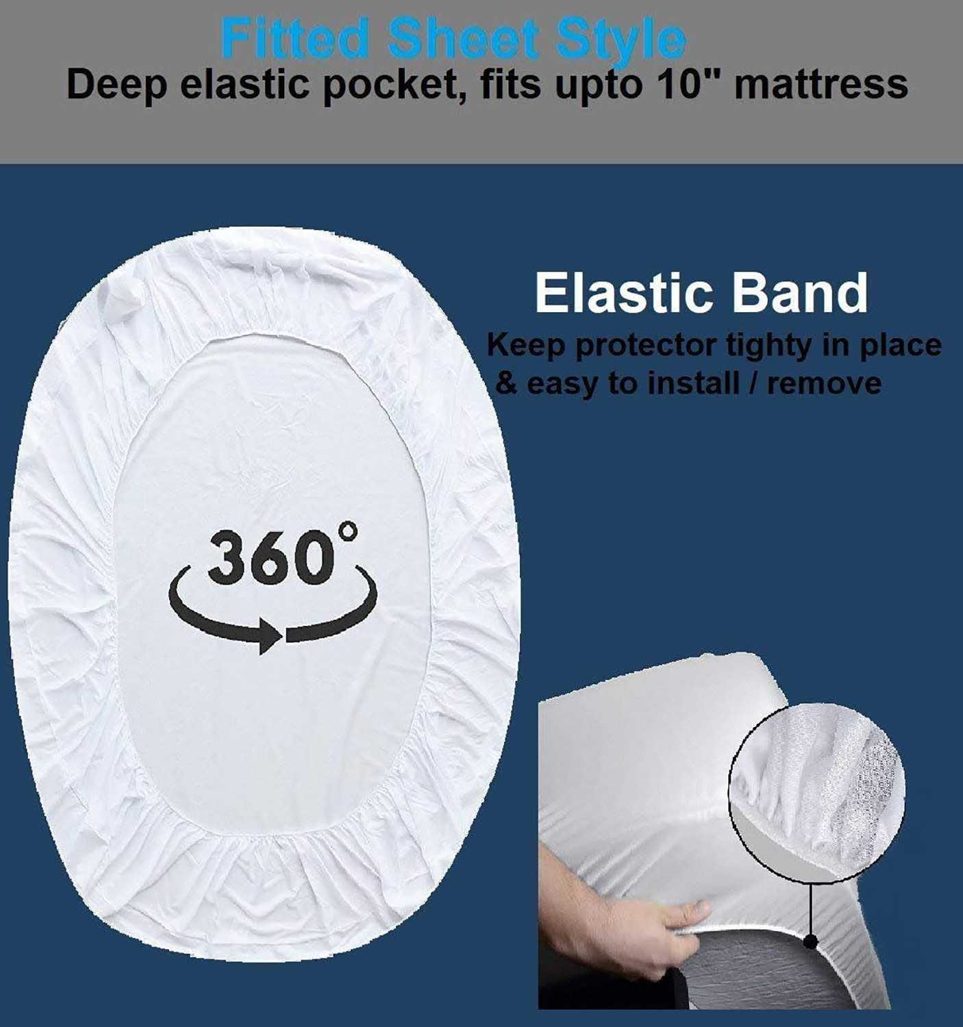 Kuber Industries Waterproof Double Bed Mattress Cover|Breathable Terry Cotton Surface & Elastic Fitted Mattress Protector,6 x 6.5 Ft. (White)