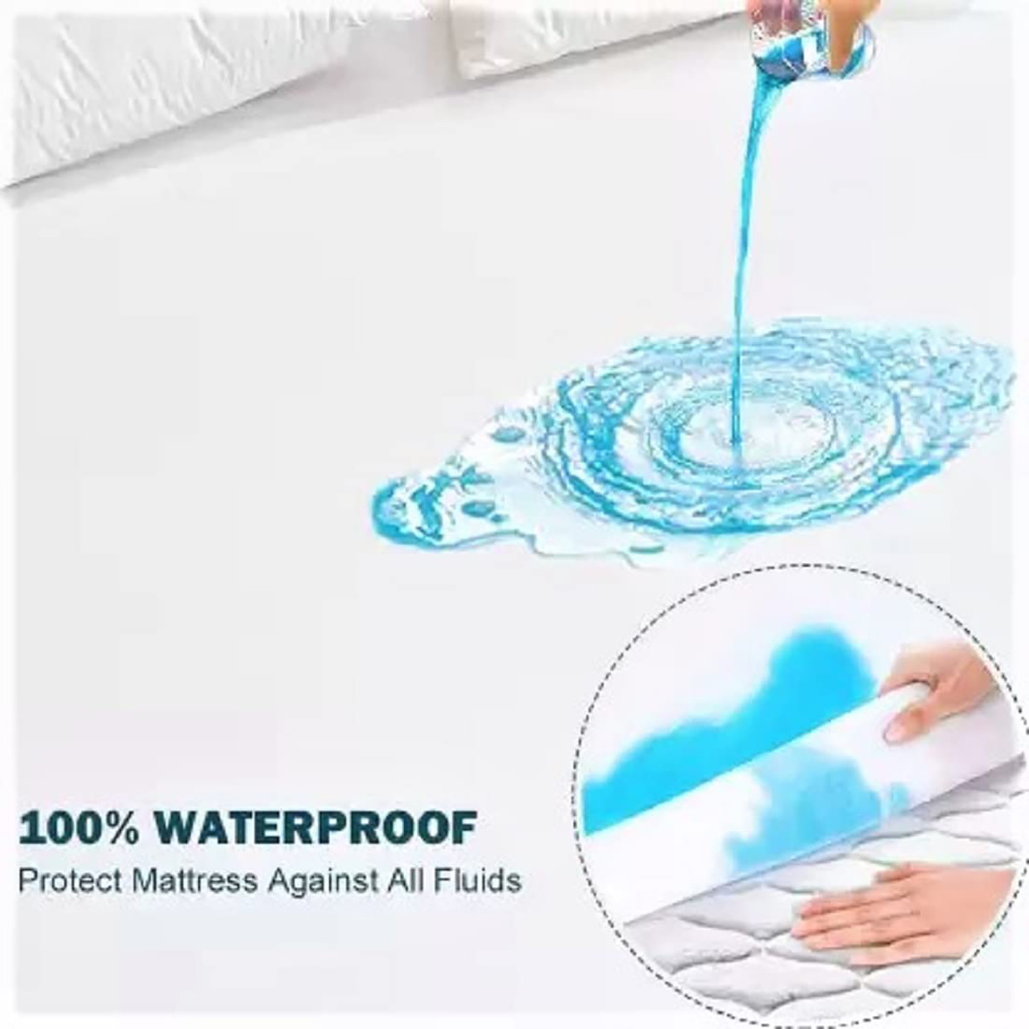 Kuber Industries Waterproof Double Bed Mattress Cover|Breathable Terry Cotton Surface & Elastic Fitted Mattress Protector,6 x 6.5 Ft. (White)