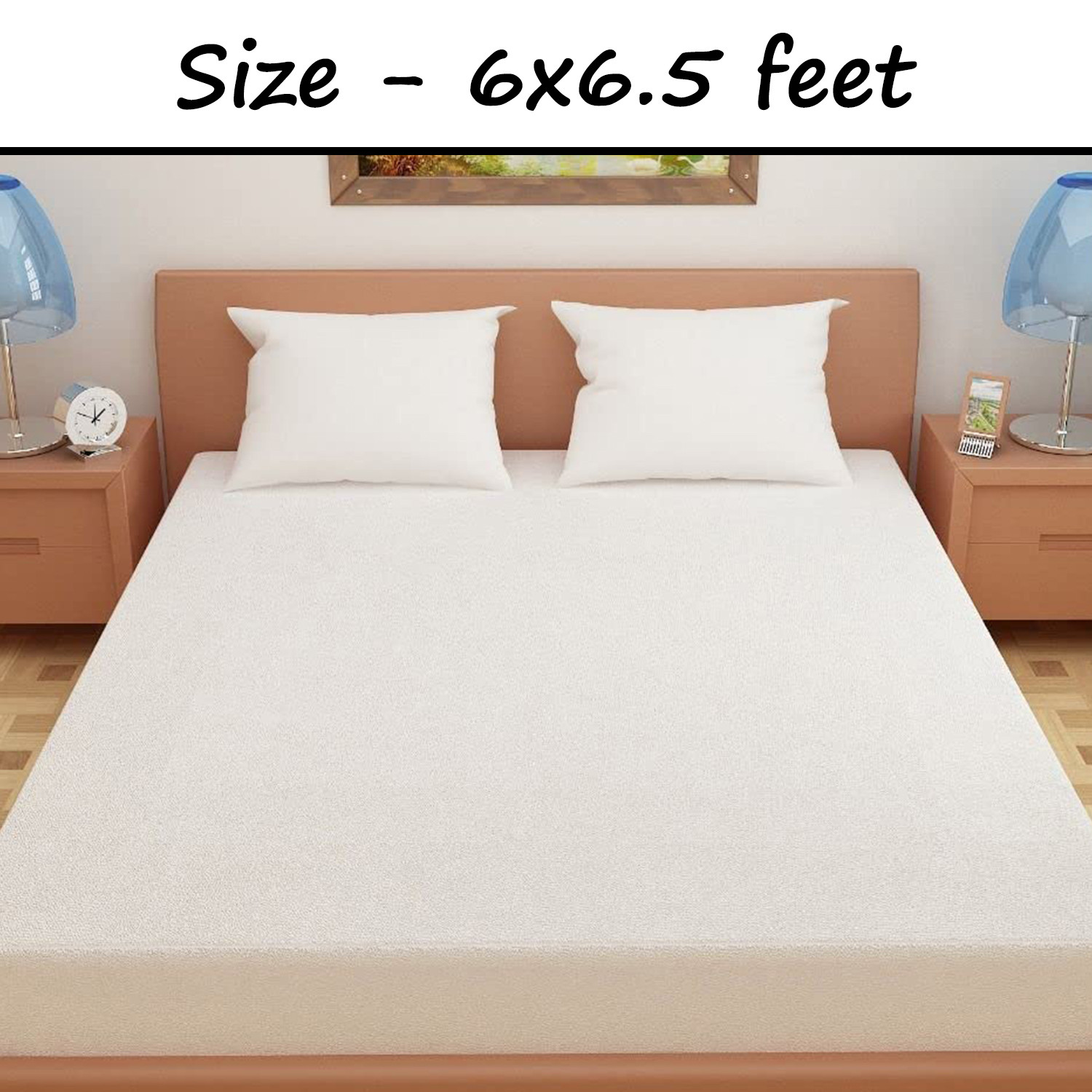 Kuber Industries Waterproof Double Bed Mattress Cover|Breathable Terry Cotton Surface & Elastic Fitted Mattress Protector,6 x 6.5 Ft. (White)