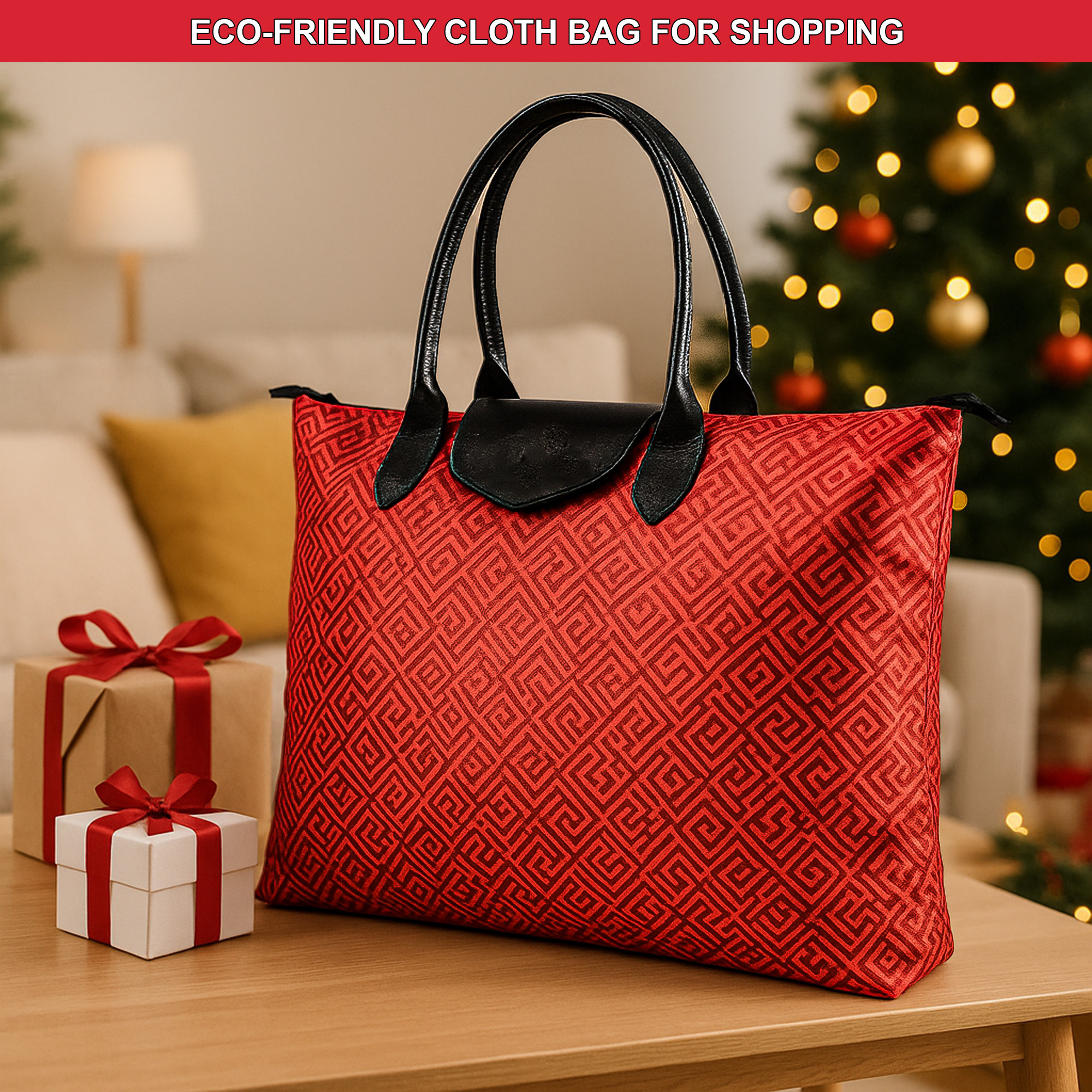 Kuber Industries Waterproof Foldable Shopping Handbag  Reusable Grocery Bag  Multipurpose Storage Organizer Tote  Travel Bag For Men  Women  Maroon