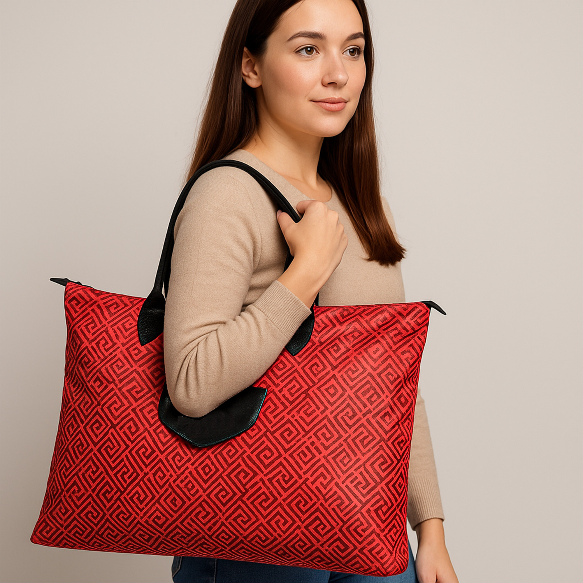 Kuber Industries Waterproof Foldable Shopping Handbag  Reusable Grocery Bag  Multipurpose Storage Organizer Tote  Travel Bag For Men  Women  Maroon