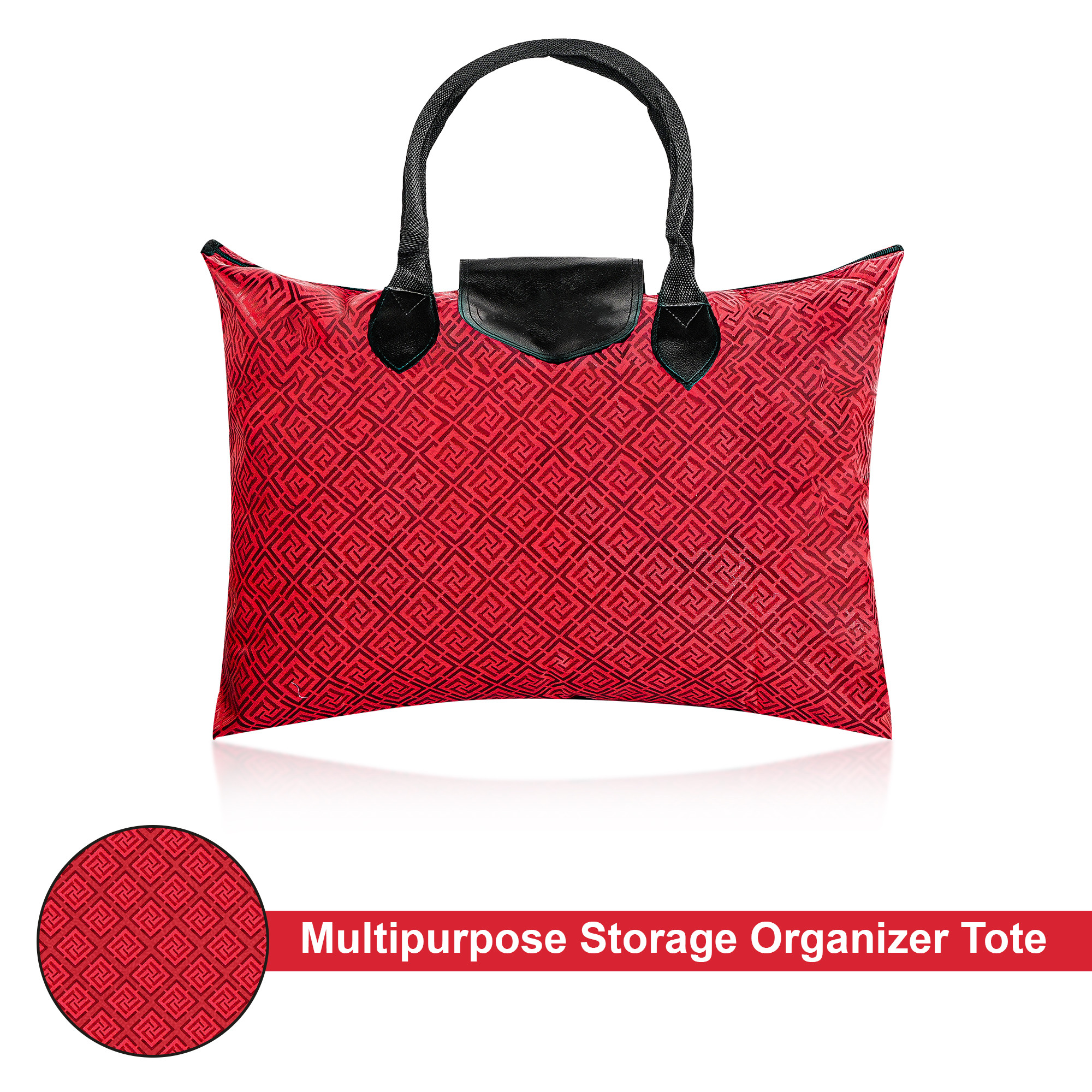 Kuber Industries Waterproof Foldable Shopping Handbag  Reusable Grocery Bag  Multipurpose Storage Organizer Tote  Travel Bag For Men  Women  Maroon