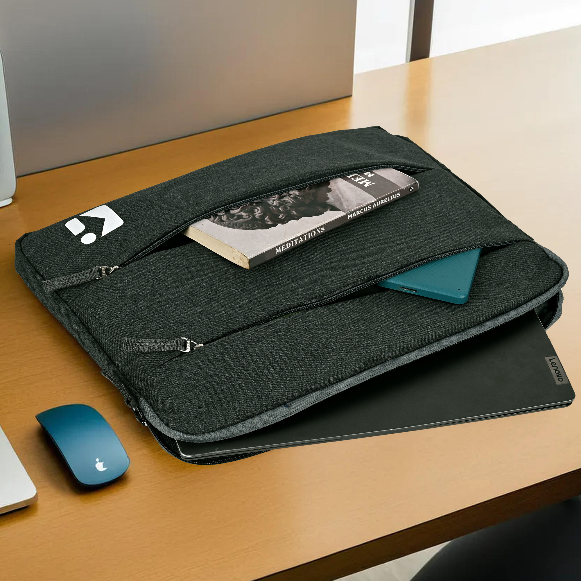 Kuber Industries Waterproof Laptop Sleeve 14 Inch for Office and College Use with 3 Zipper Compartments  NotebooksGaming Laptop Cover  Protection Kit for Men  Women  Dark Grey