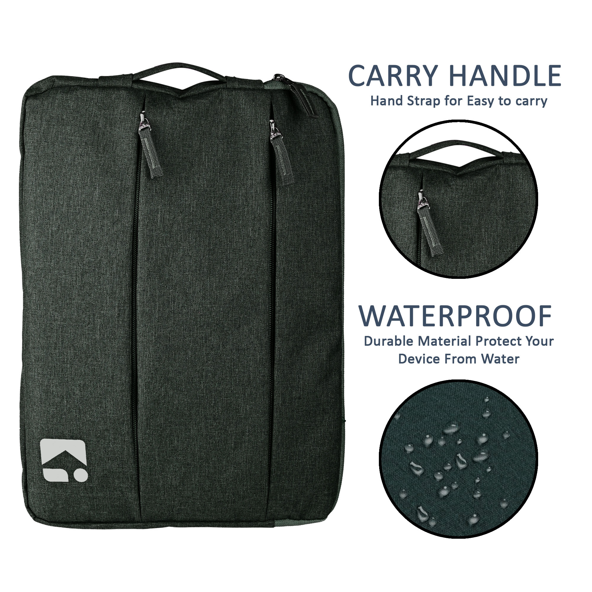 Kuber Industries Waterproof Laptop Sleeve 14 Inch for Office and College Use with 3 Zipper Compartments  NotebooksGaming Laptop Cover  Protection Kit for Men  Women  Dark Grey