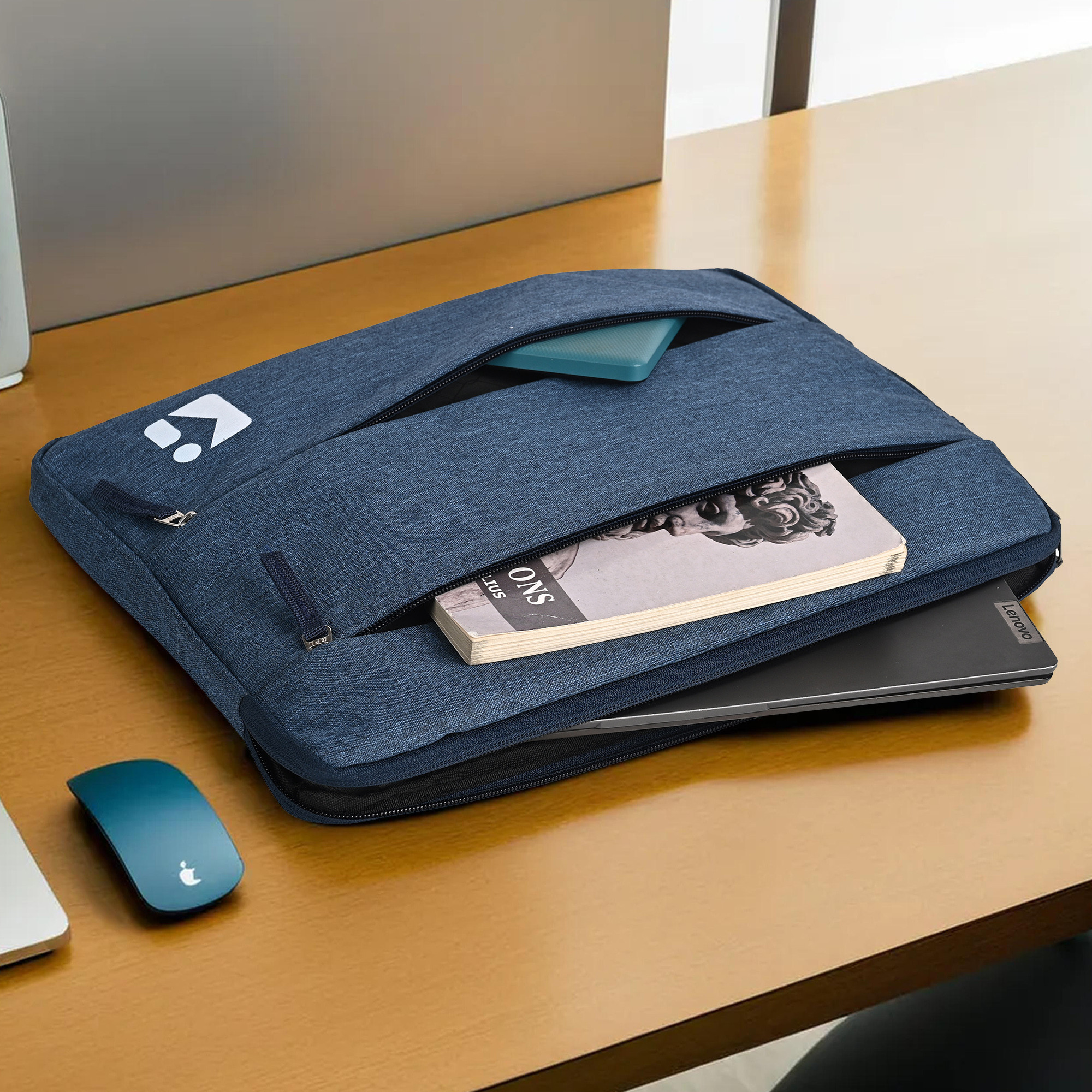 Kuber Industries Waterproof Laptop Sleeve 14 Inch for Office and College Use with 3 Zipper Compartments  NotebooksGaming Laptop Cover  Protection Kit for Men  Women  Dark Blue