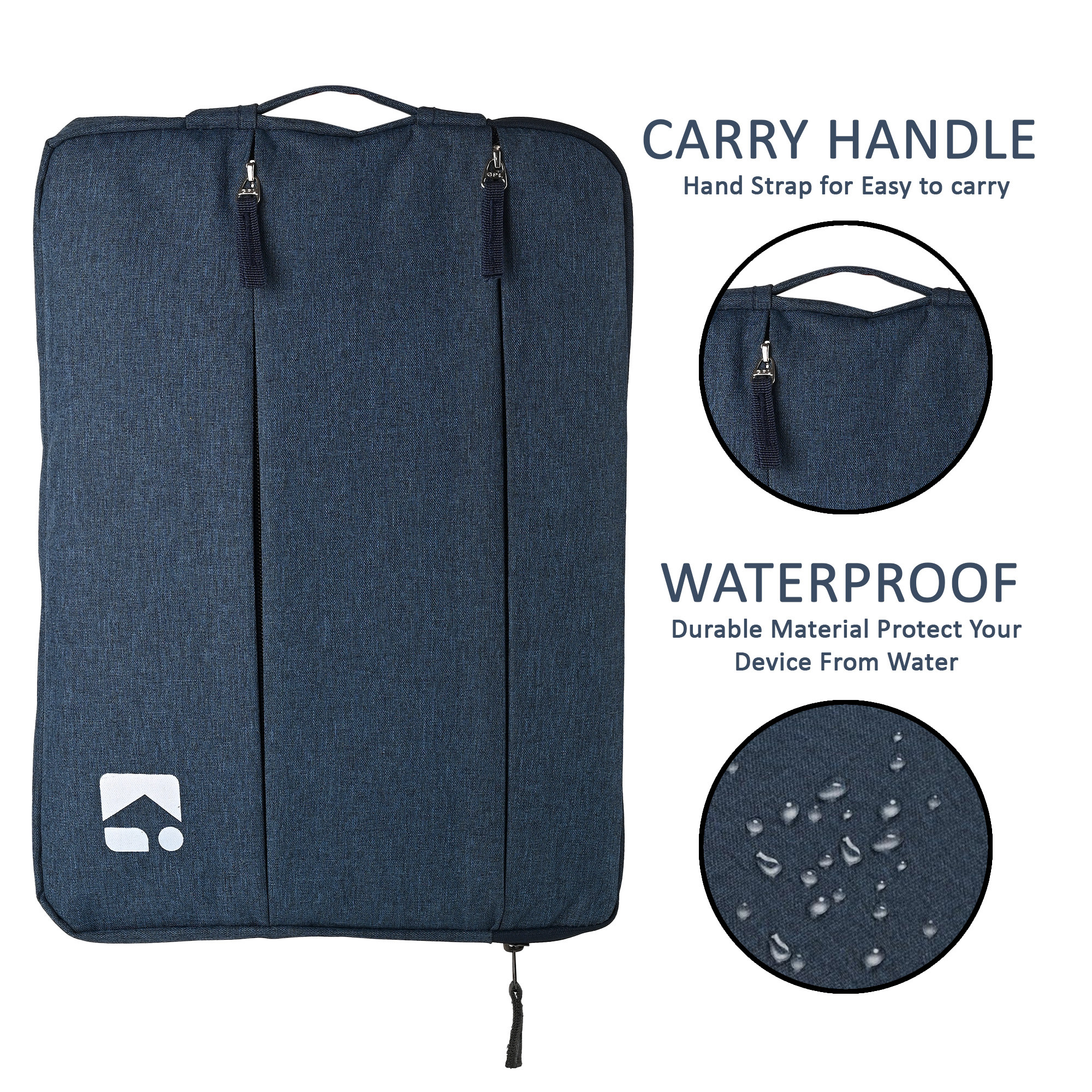 Kuber Industries Waterproof Laptop Sleeve 14 Inch for Office and College Use with 3 Zipper Compartments  NotebooksGaming Laptop Cover  Protection Kit for Men  Women  Dark Blue