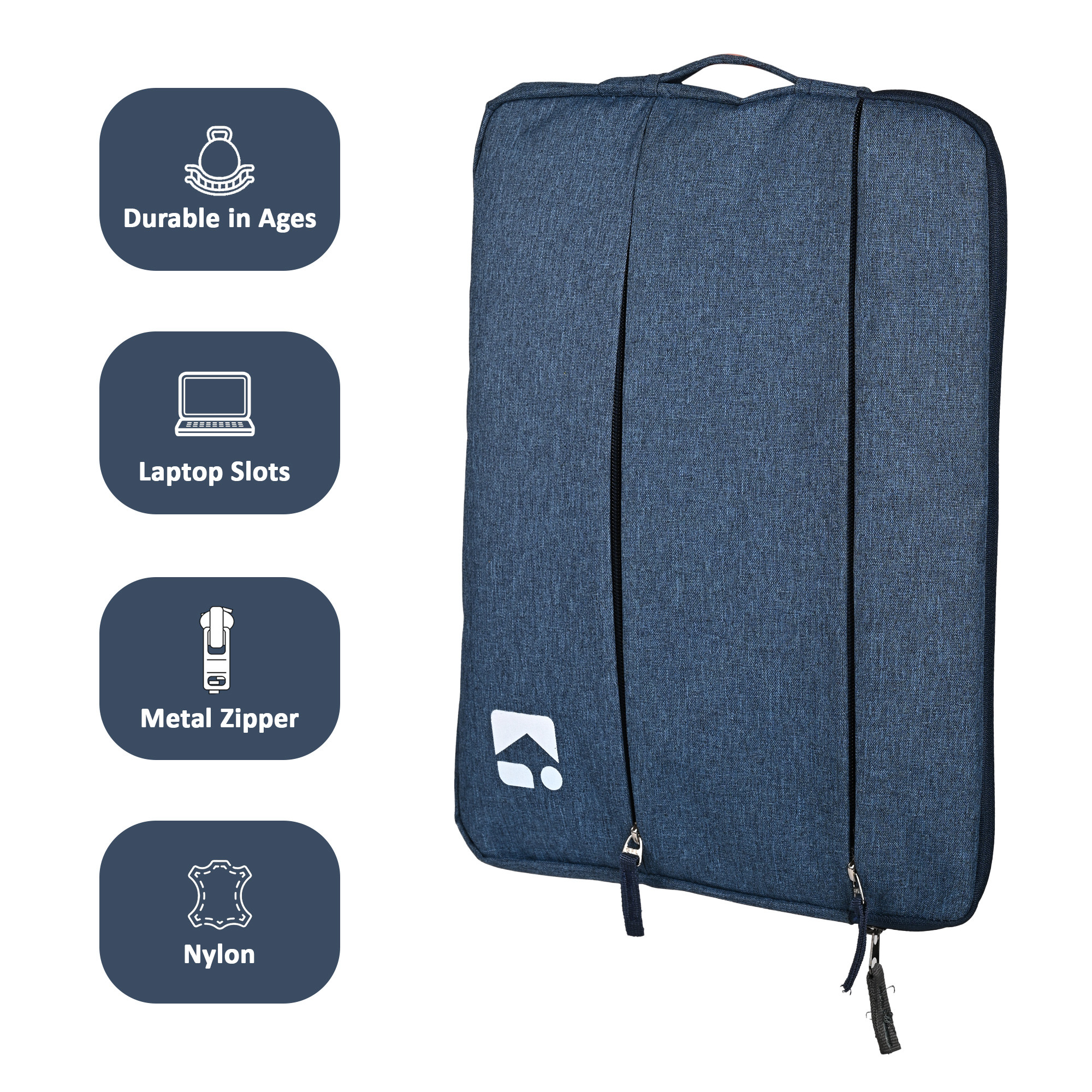 Kuber Industries Waterproof Laptop Sleeve 14 Inch for Office and College Use with 3 Zipper Compartments  NotebooksGaming Laptop Cover  Protection Kit for Men  Women  Dark Blue