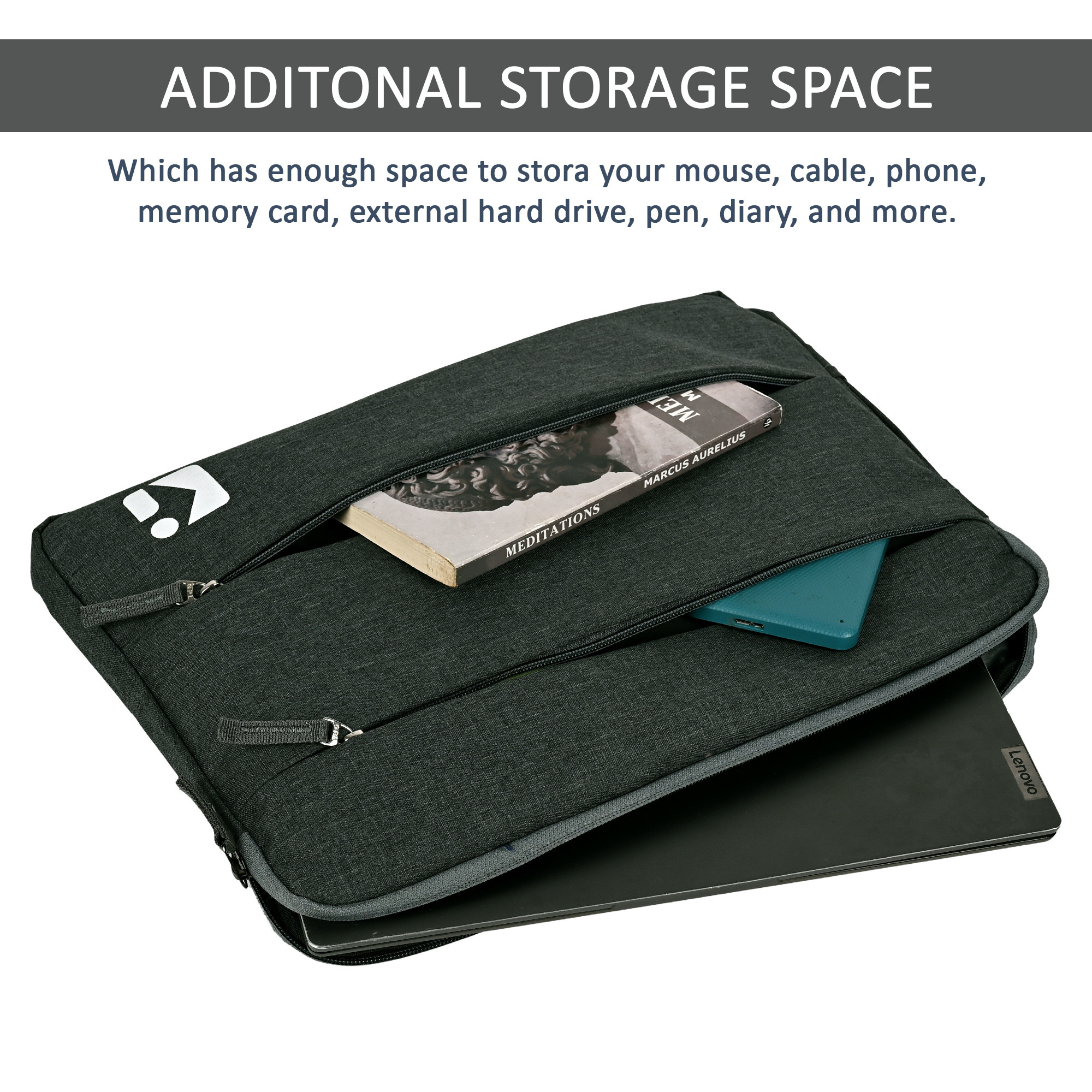 Kuber Industries Waterproof Laptop Sleeve 14 Inch for Office and College Use with 3 Zipper Compartments  NotebooksGaming Laptop Cover  Protection Kit for Men  Women  Dark Grey
